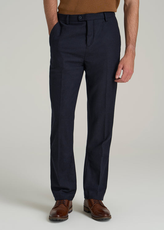 Wool Blend Dress Pants for Tall Men in Raven Blue