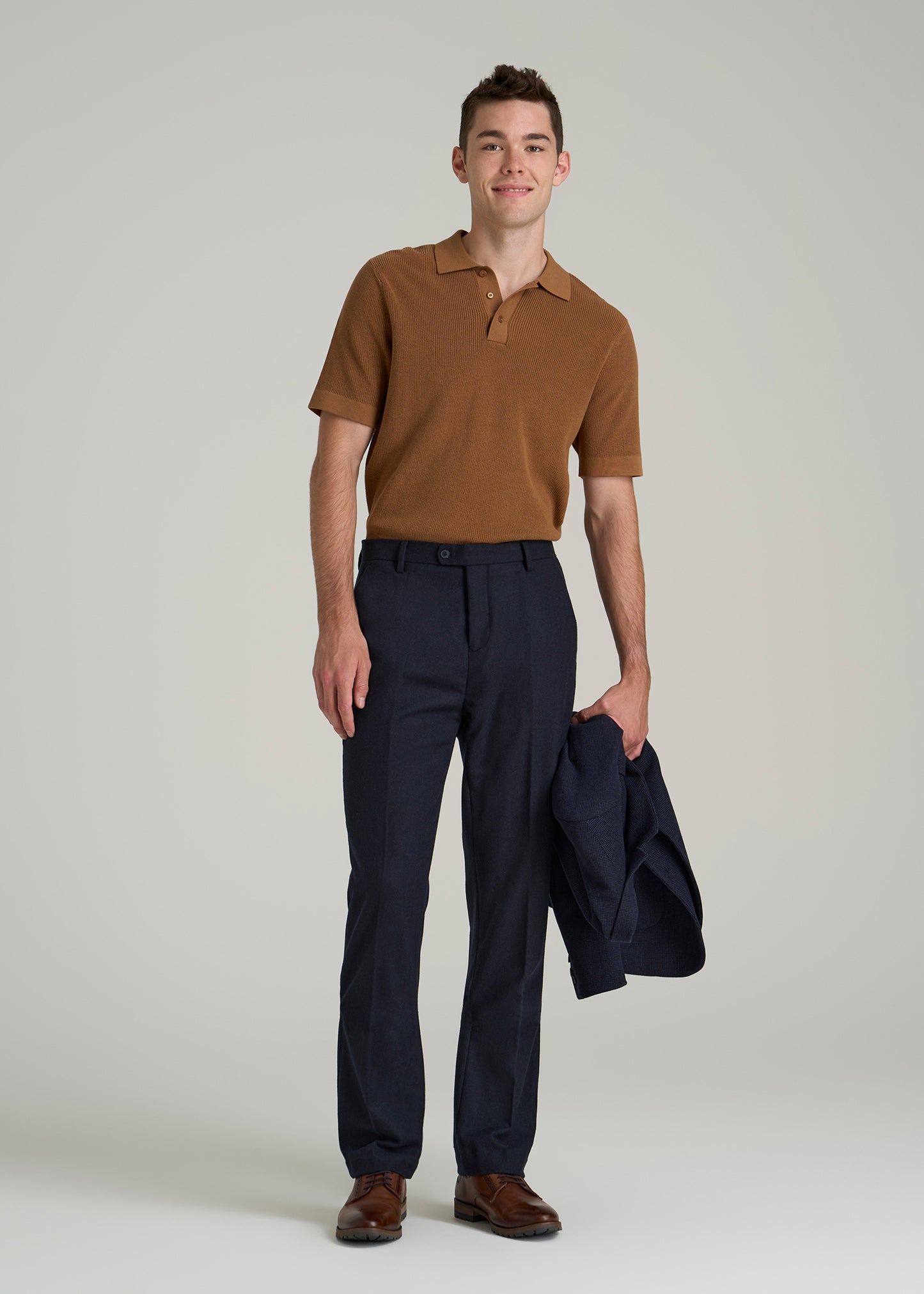 Wool Blend Dress Pants for Tall Men in Raven Blue