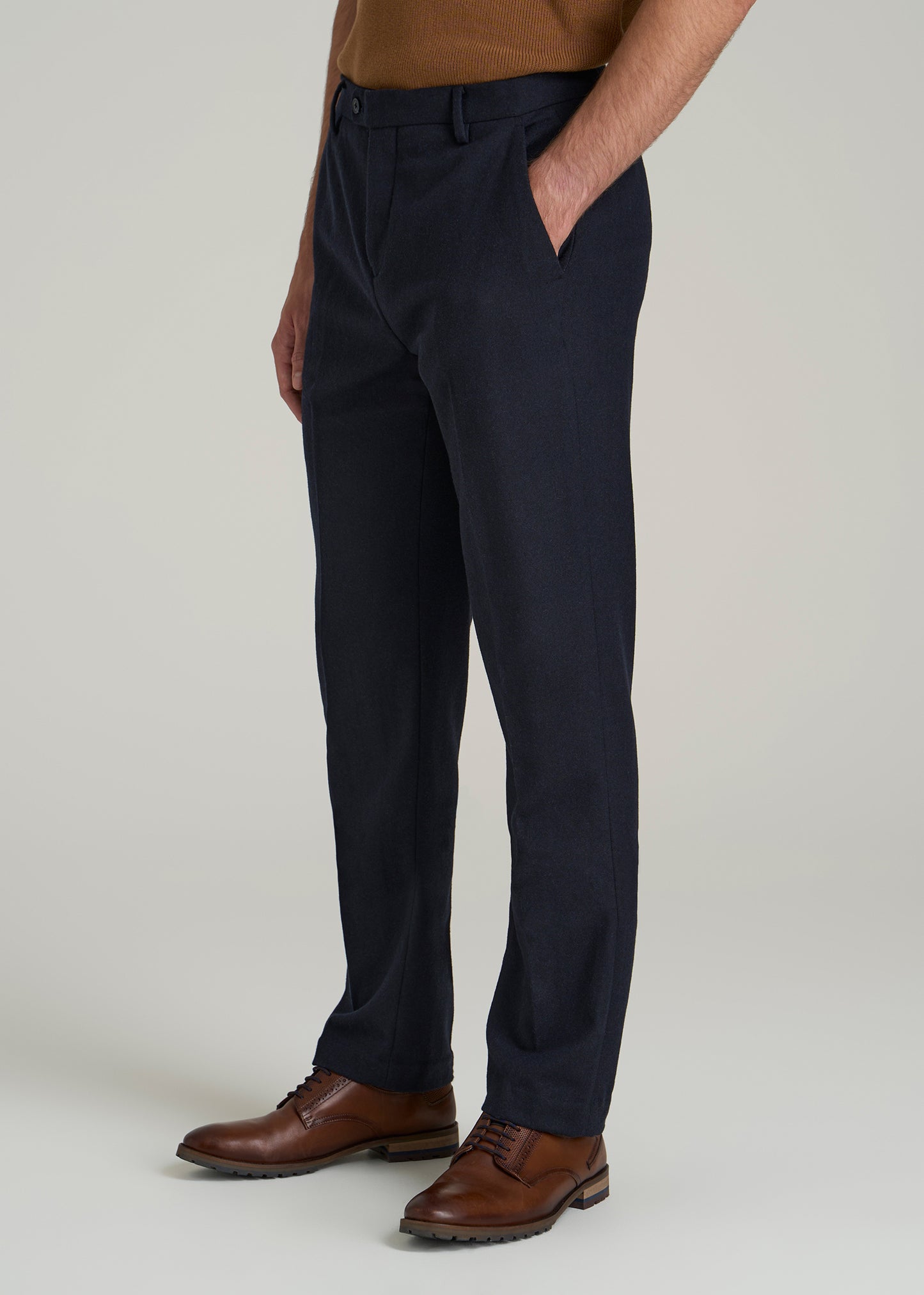 Wool Blend Dress Pants for Tall Men in Raven Blue