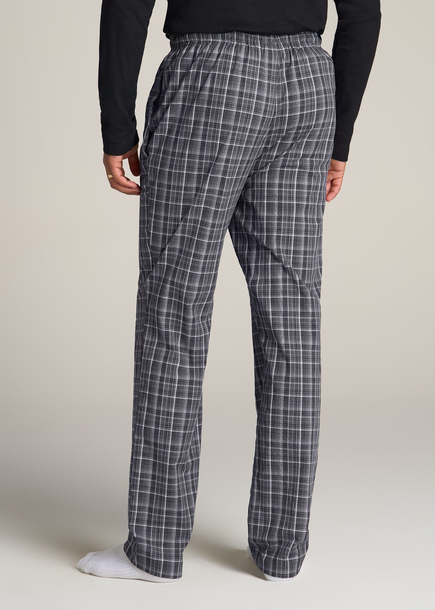 American-Tall-Men-Woven-Pajama-Blue-Black-Grey-Plaid-back