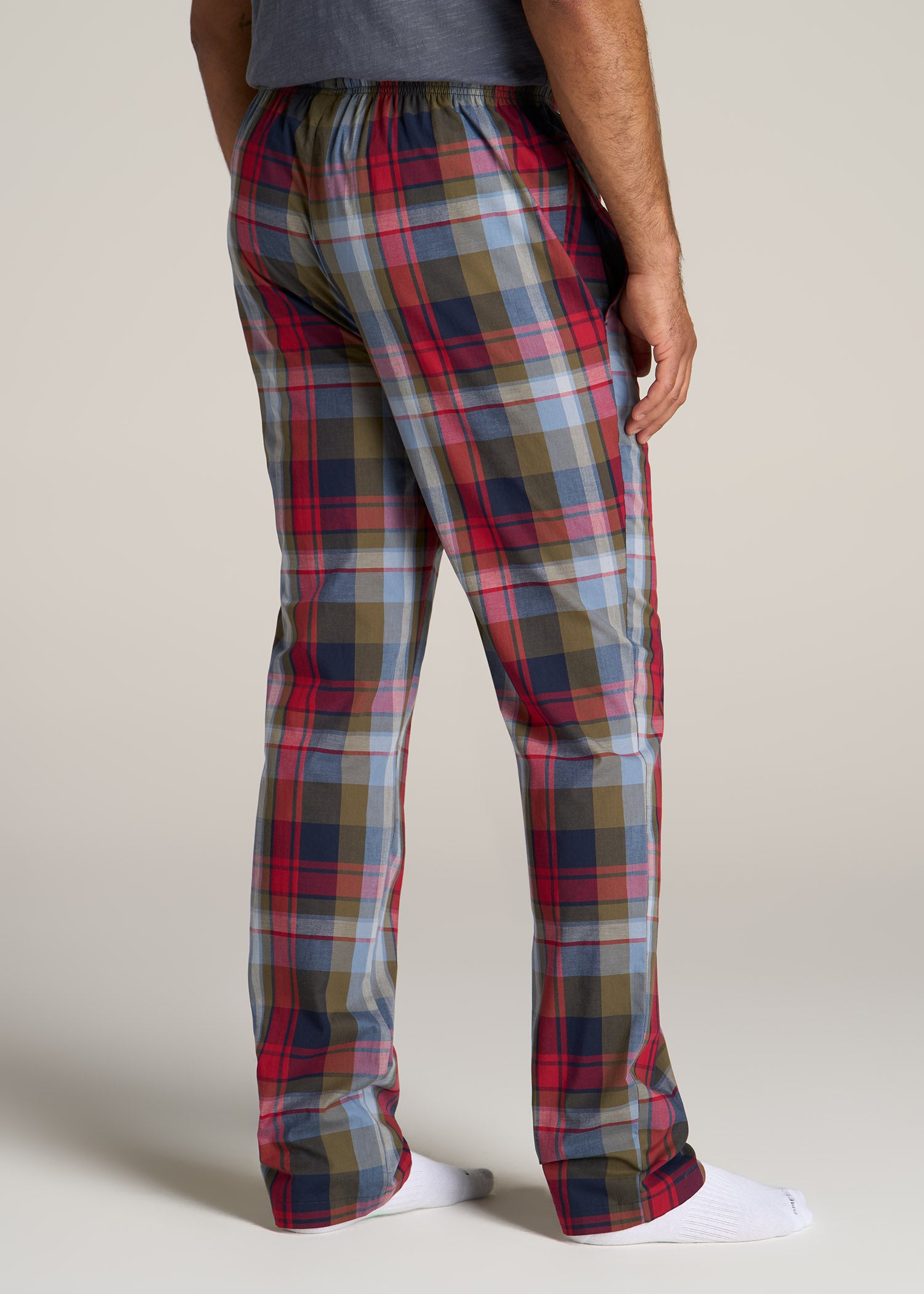 American-Tall-Men-Woven-Pajama-Blue-Green-Plaid-back