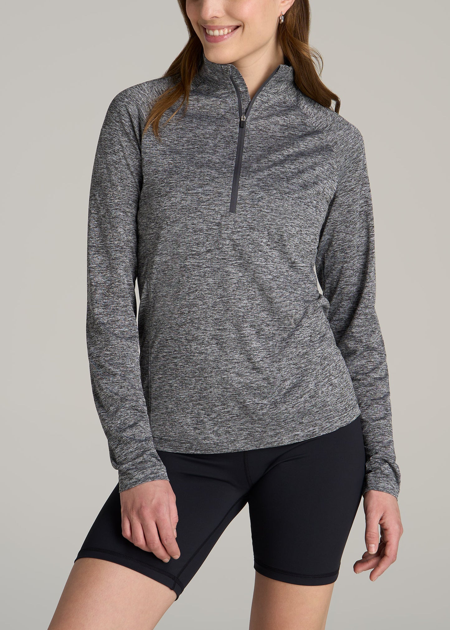 Long Sleeve Active Half Zip Pullover Tall Women's Jacket in Grey Space Dye