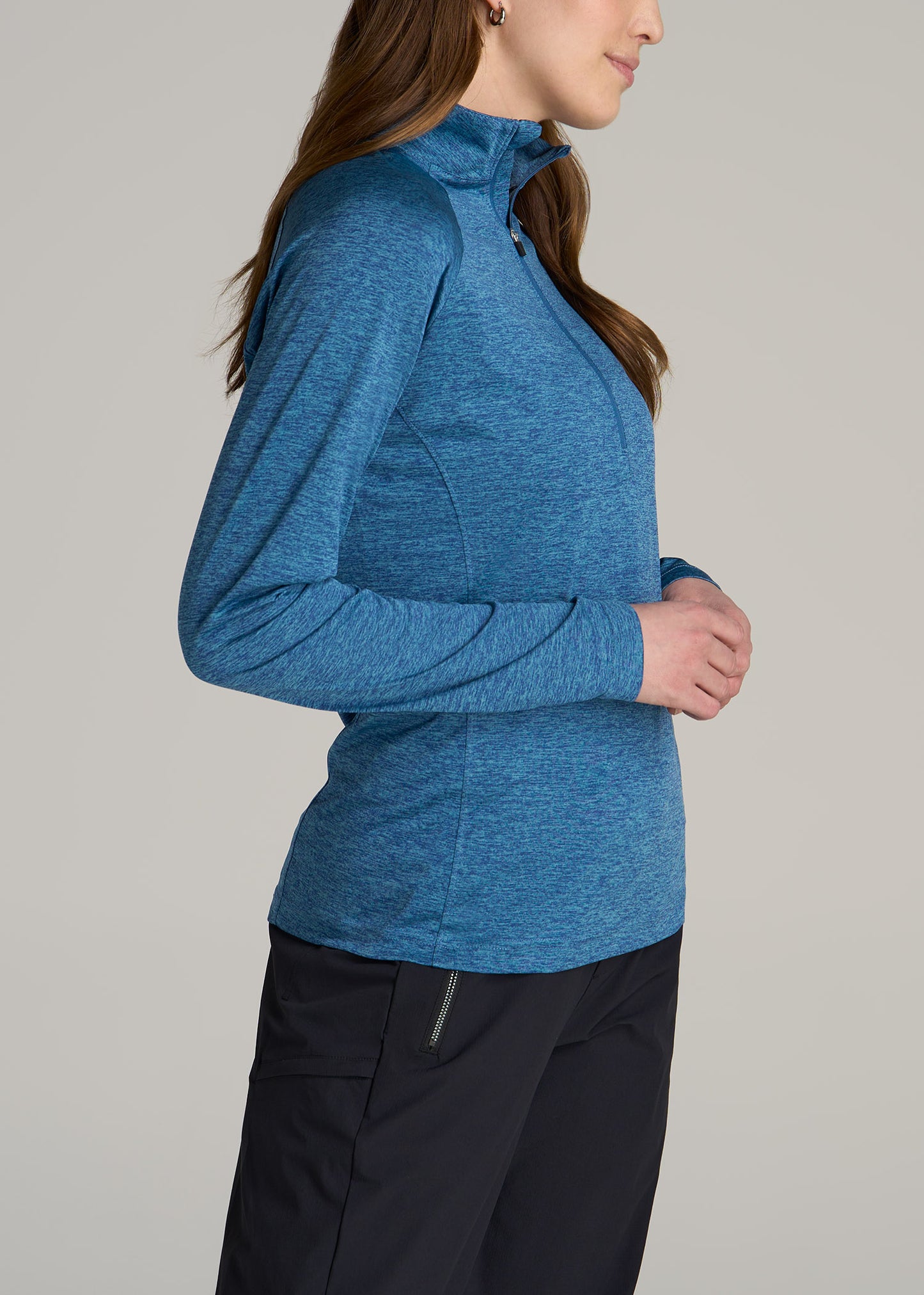 Long Sleeve Active Half Zip Pullover Tall Women's Jacket in Ocean Blue Space Dye