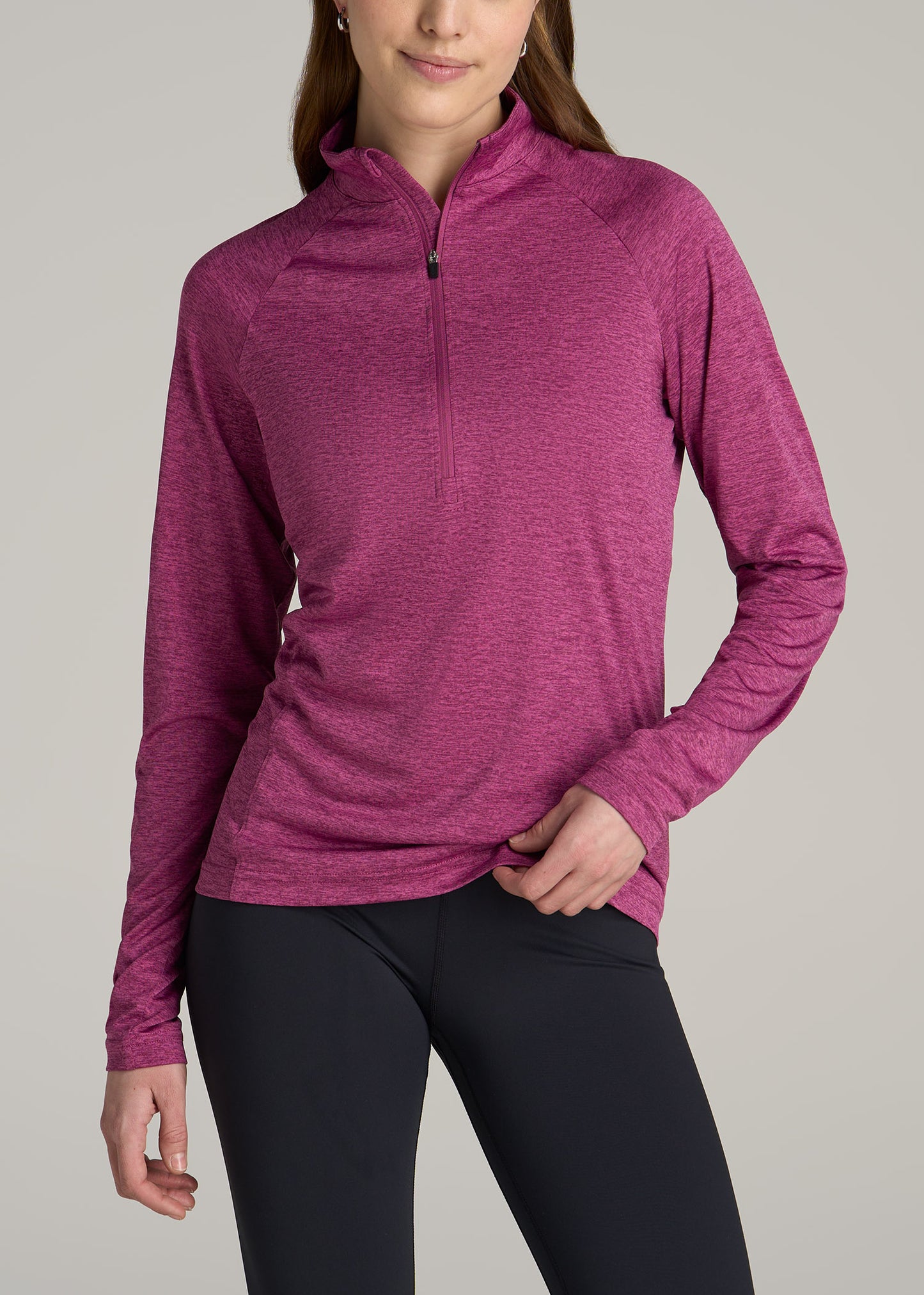 Long Sleeve Active Half Zip Pullover Tall Women's Jacket in Raspberry Space Dye