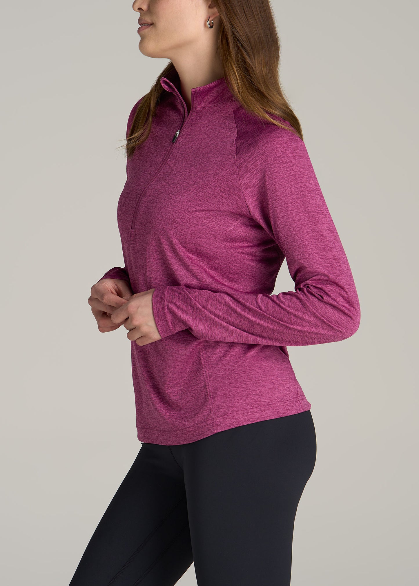 Long Sleeve Active Half Zip Pullover Tall Women's Jacket in Raspberry Space Dye