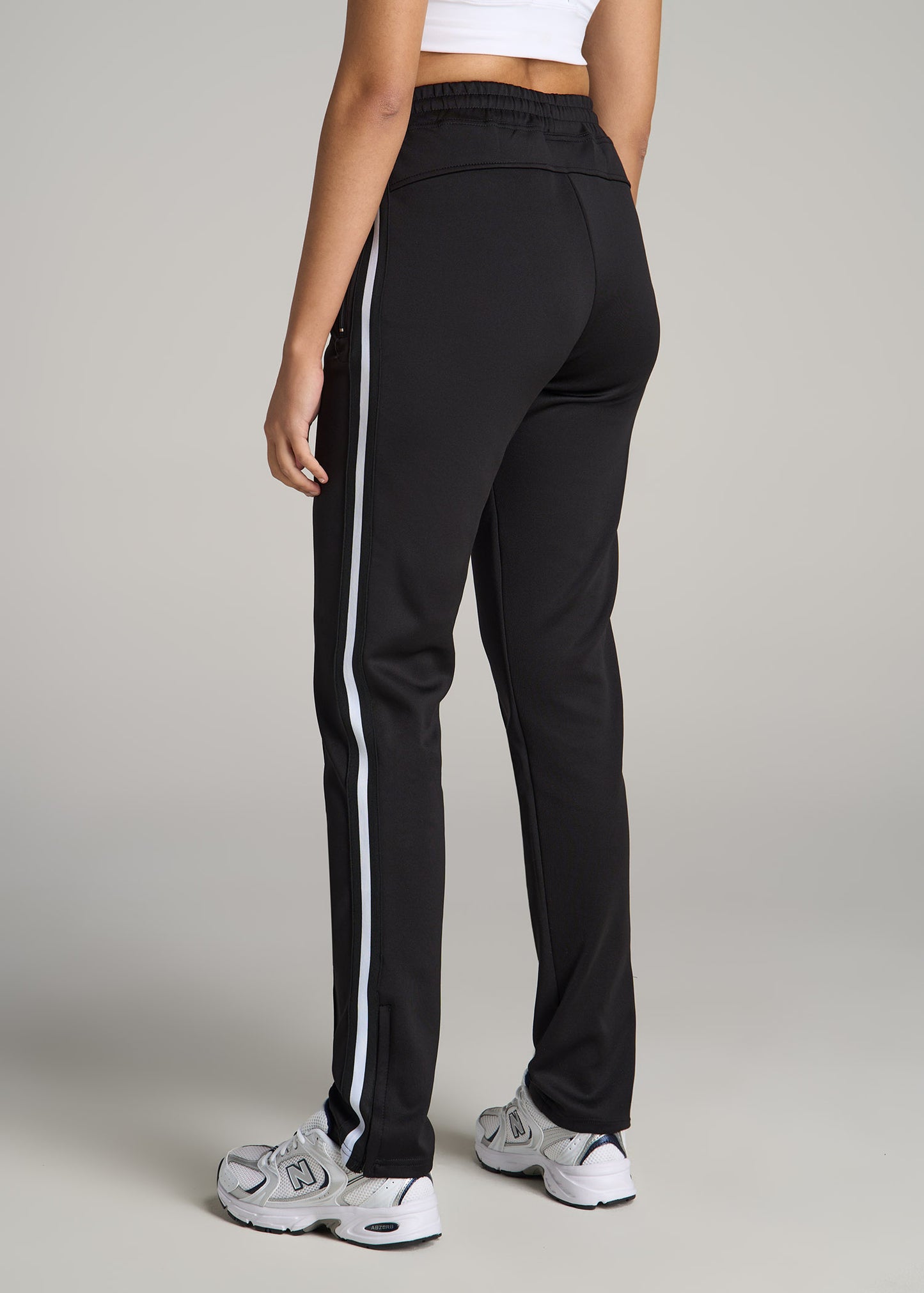 Women's Tall Athletic Stripe Pants in Black & White