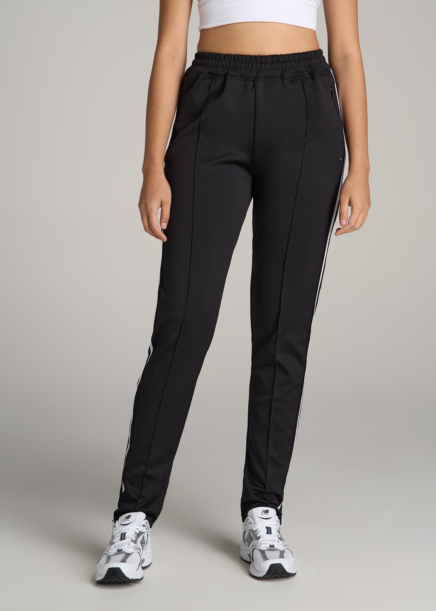 Women's Tall Athletic Stripe Pants in Black & White