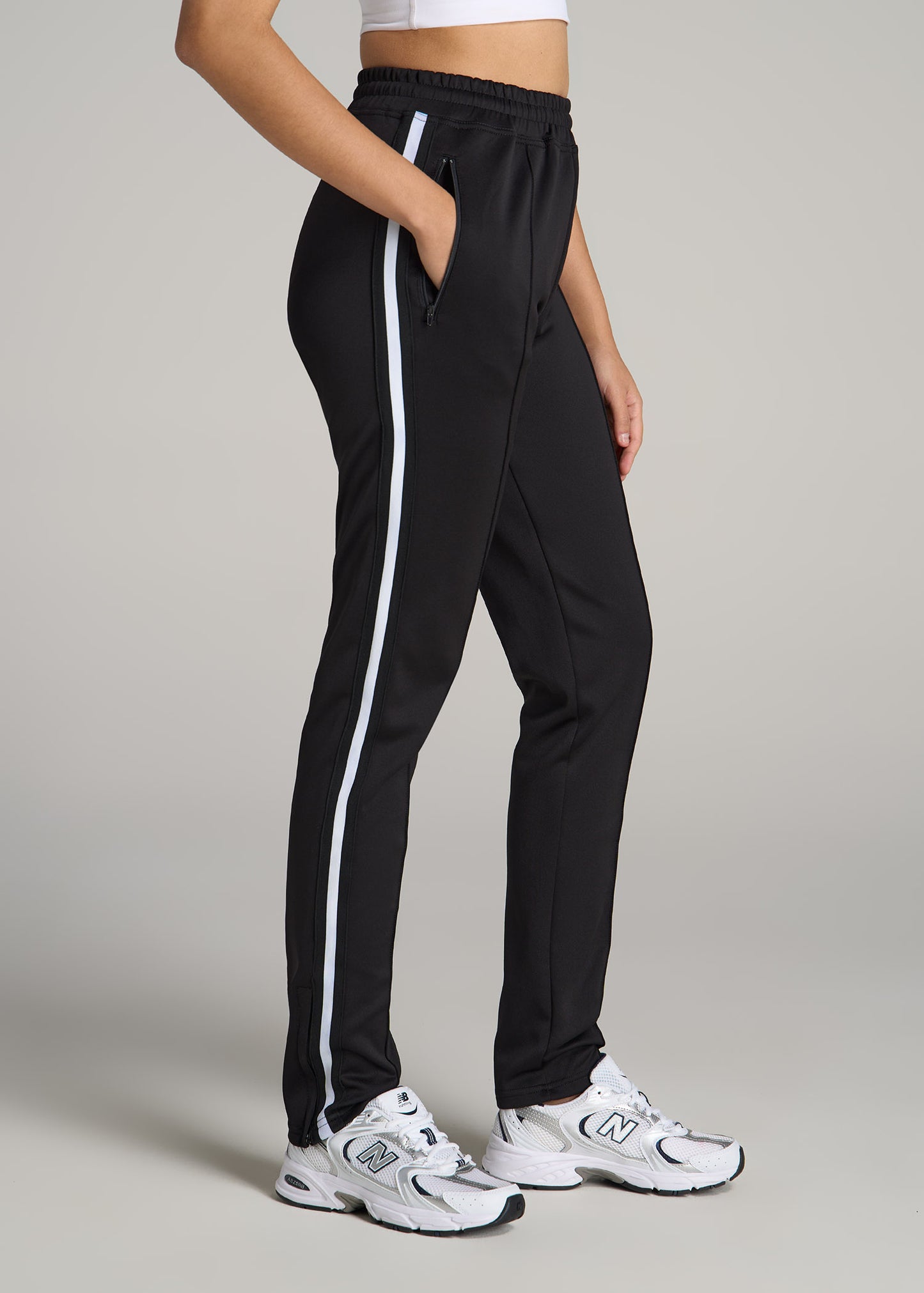 Women's Tall Athletic Stripe Pants in Black & White