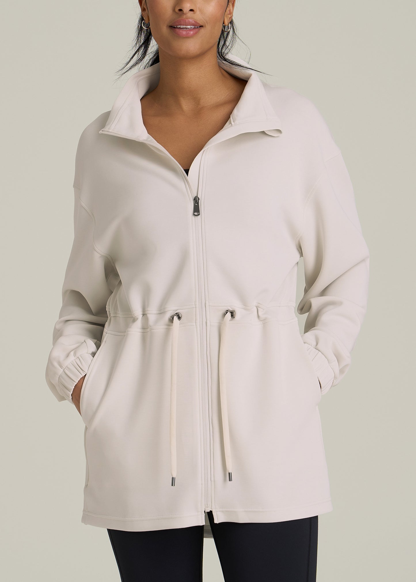 Soft Motion Cinch Waist Jacket for Tall Women in Pearl