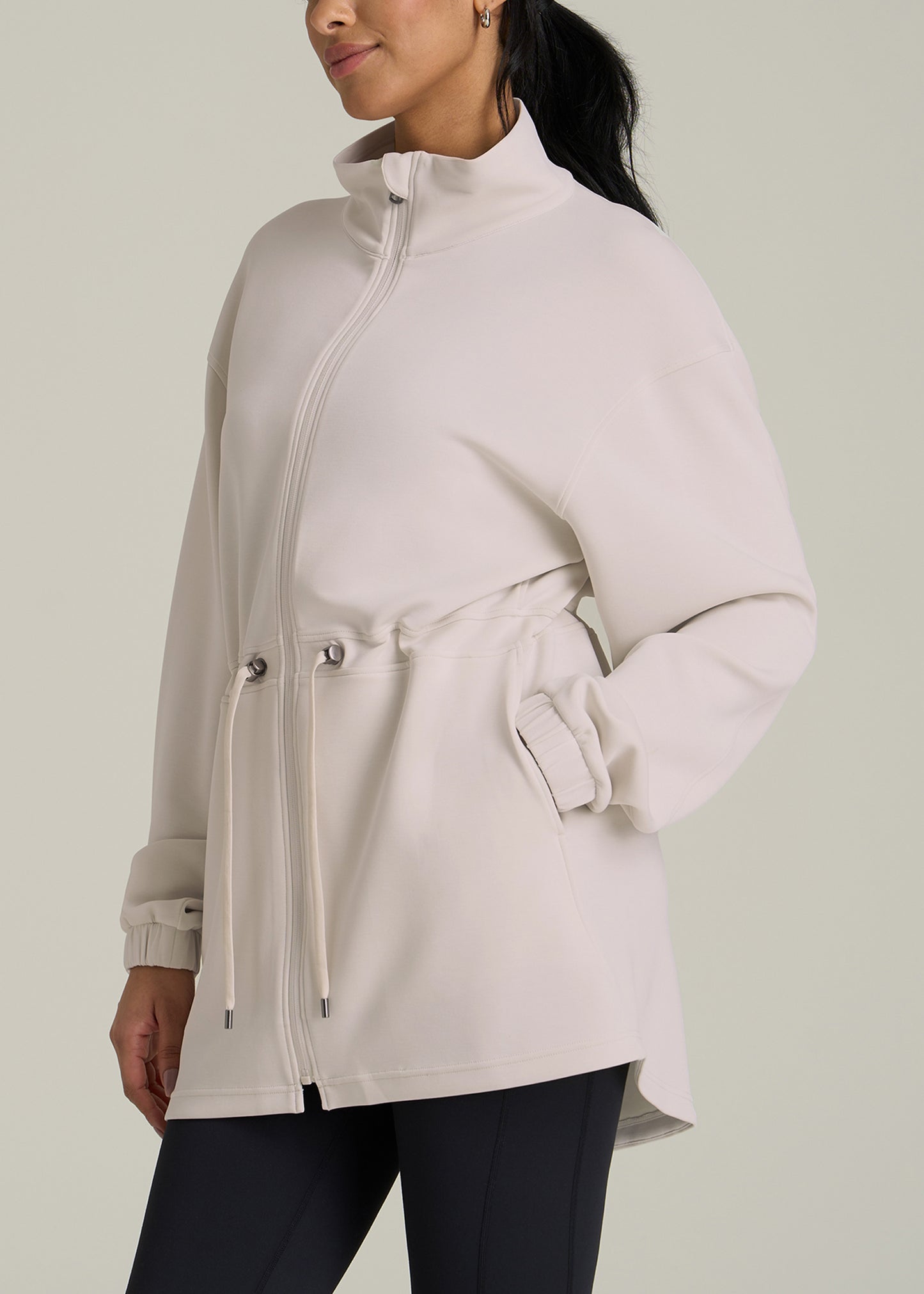 Soft Motion Cinch Waist Jacket for Tall Women in Pearl