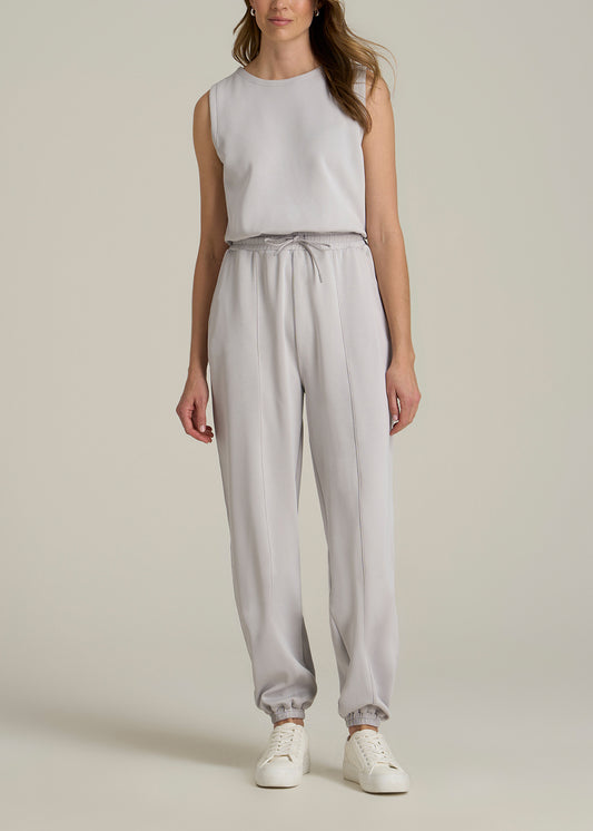 Soft Motion Sleeveless Sweatpant Jumpsuit for Tall Women in Vapor Grey