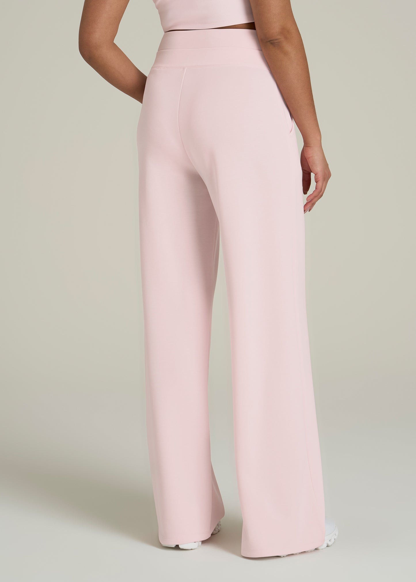 Soft Motion Wide Leg Ultra High Rise Pant for Tall Women in Barely Pink