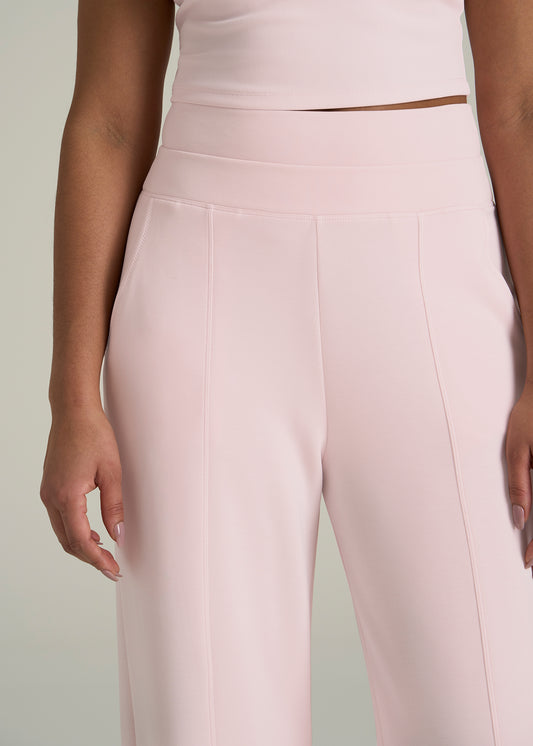 Soft Motion Wide Leg Ultra High Rise Pant for Tall Women in Barely Pink