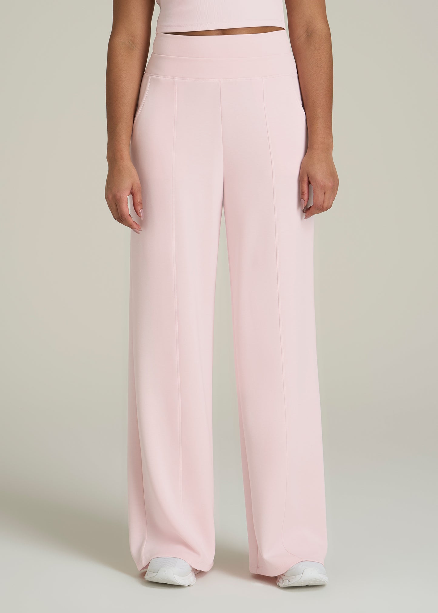 Soft Motion Wide Leg Ultra High Rise Pant for Tall Women in Barely Pink