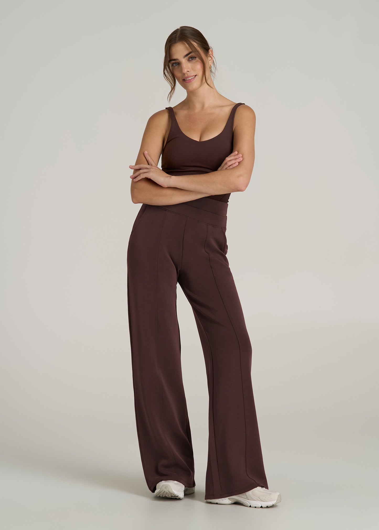 Soft Motion Wide Leg Ultra High Rise Pant for Tall Women in Espresso