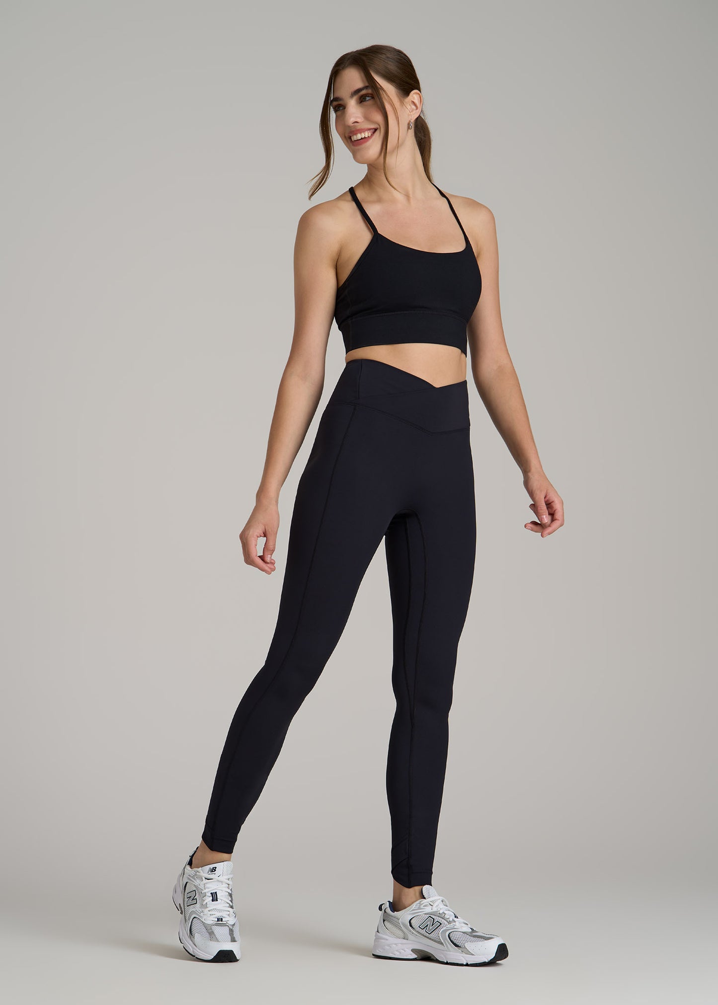 Balance Cross Over Leggings for Tall Women in Black