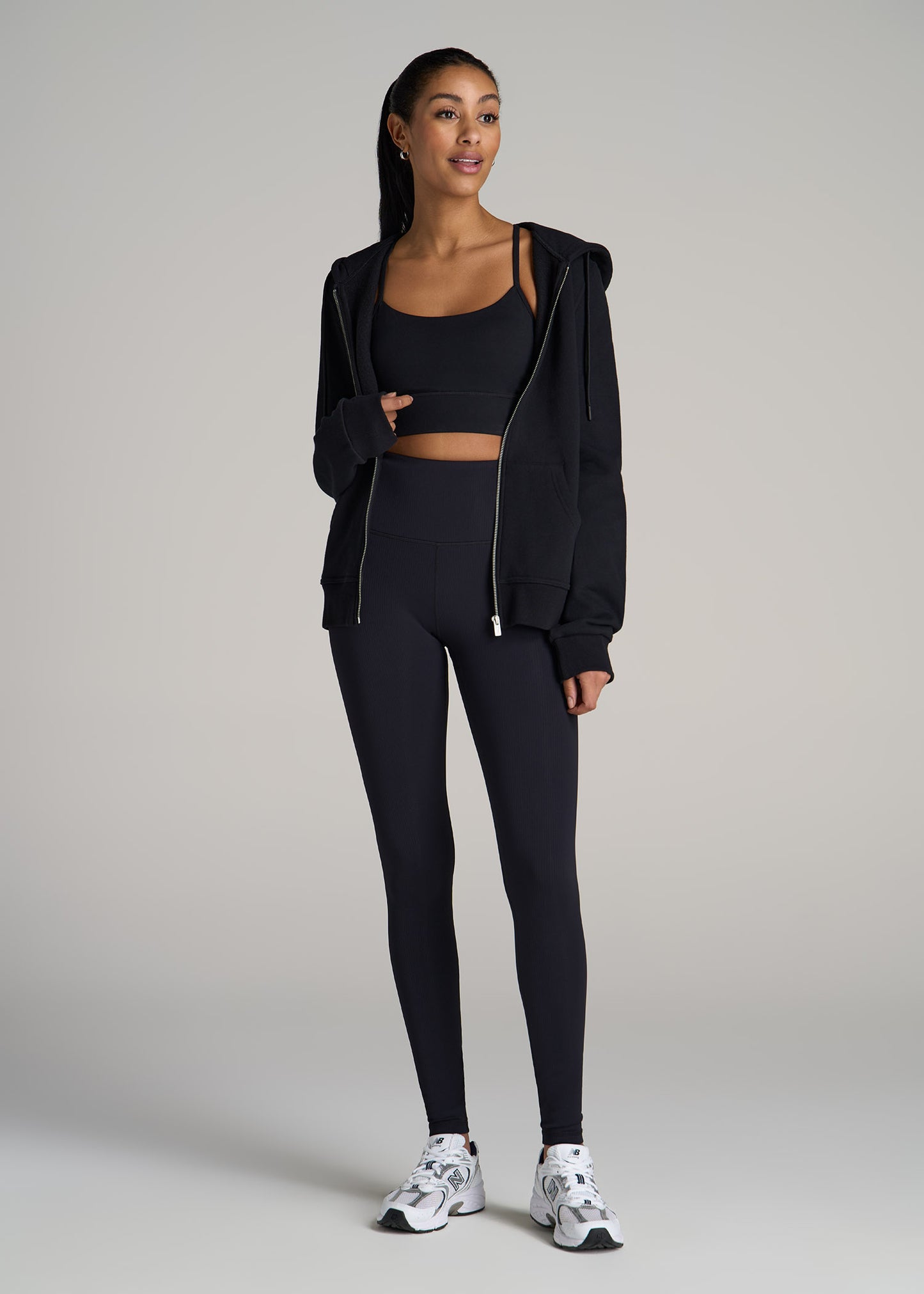 AT Balance High-Rise Leggings for Tall Women in Ribbed Black