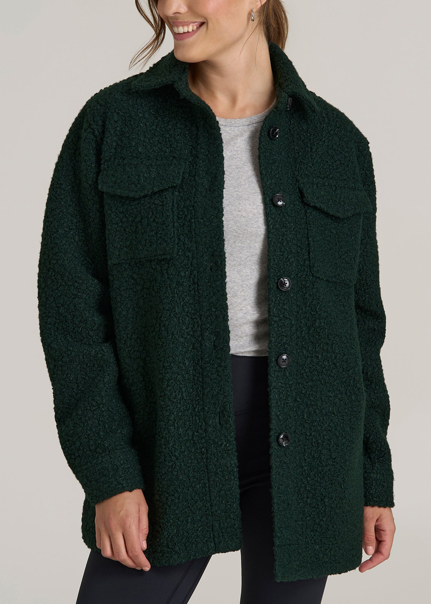 Relaxed Boucle Tall Women's Shacket in Pine Grove