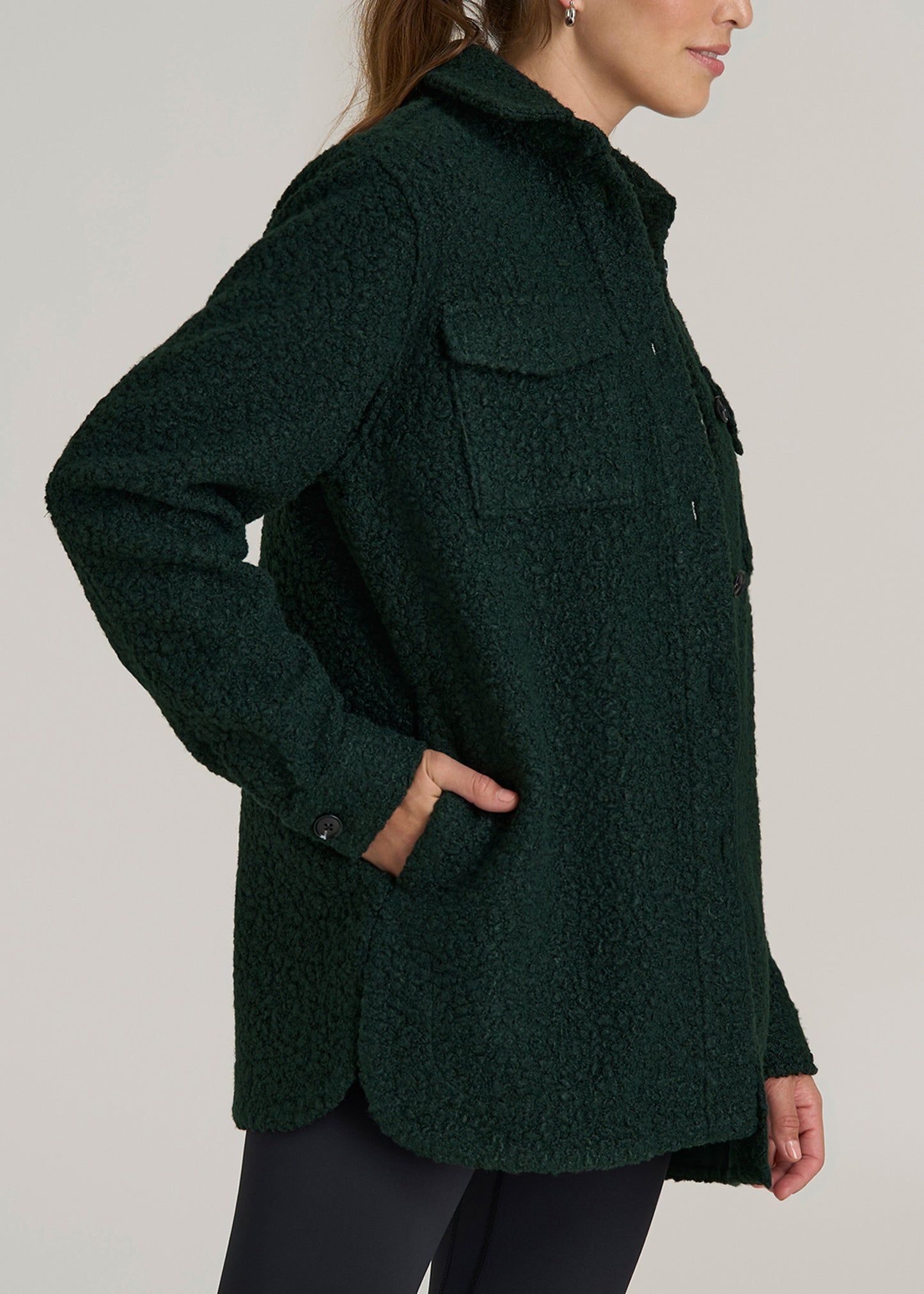 Relaxed Boucle Tall Women's Shacket in Pine Grove