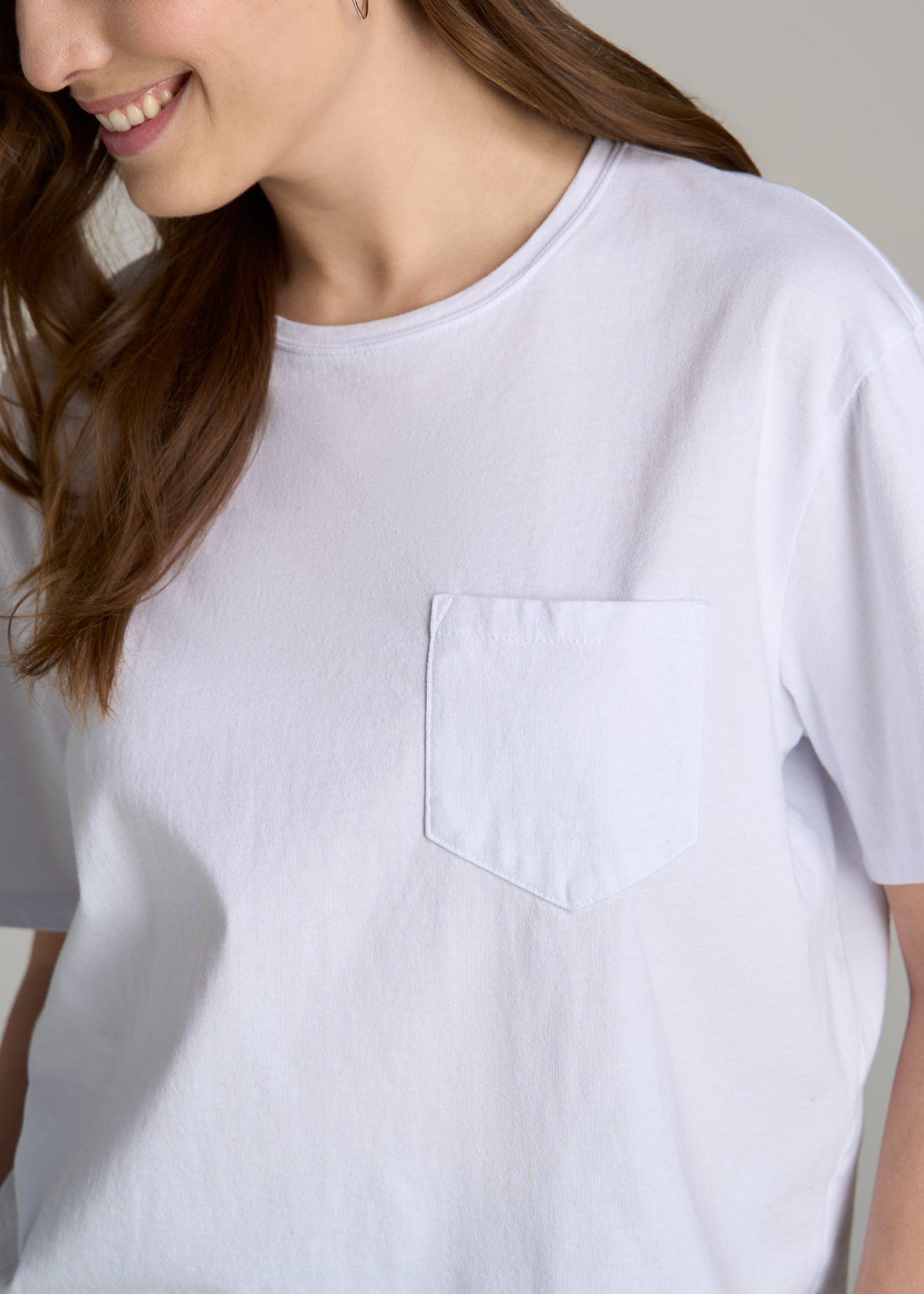 Boxy Short Sleeve T-Shirt for Tall Women in Bright White