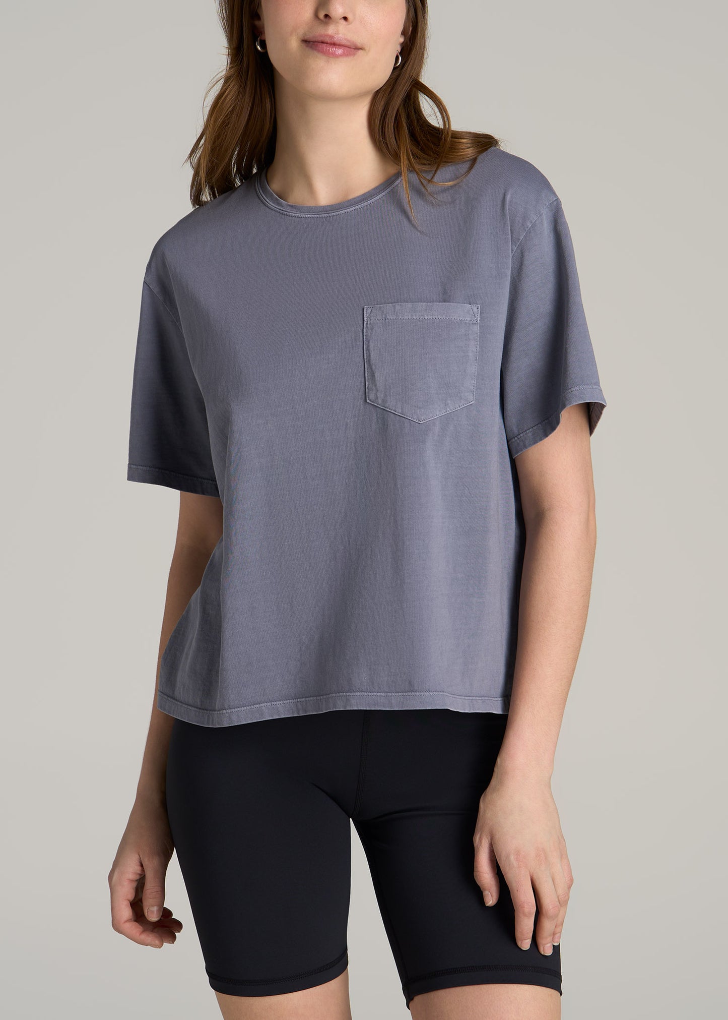 Boxy Short Sleeve T-Shirt for Tall Women in Skyline Grey