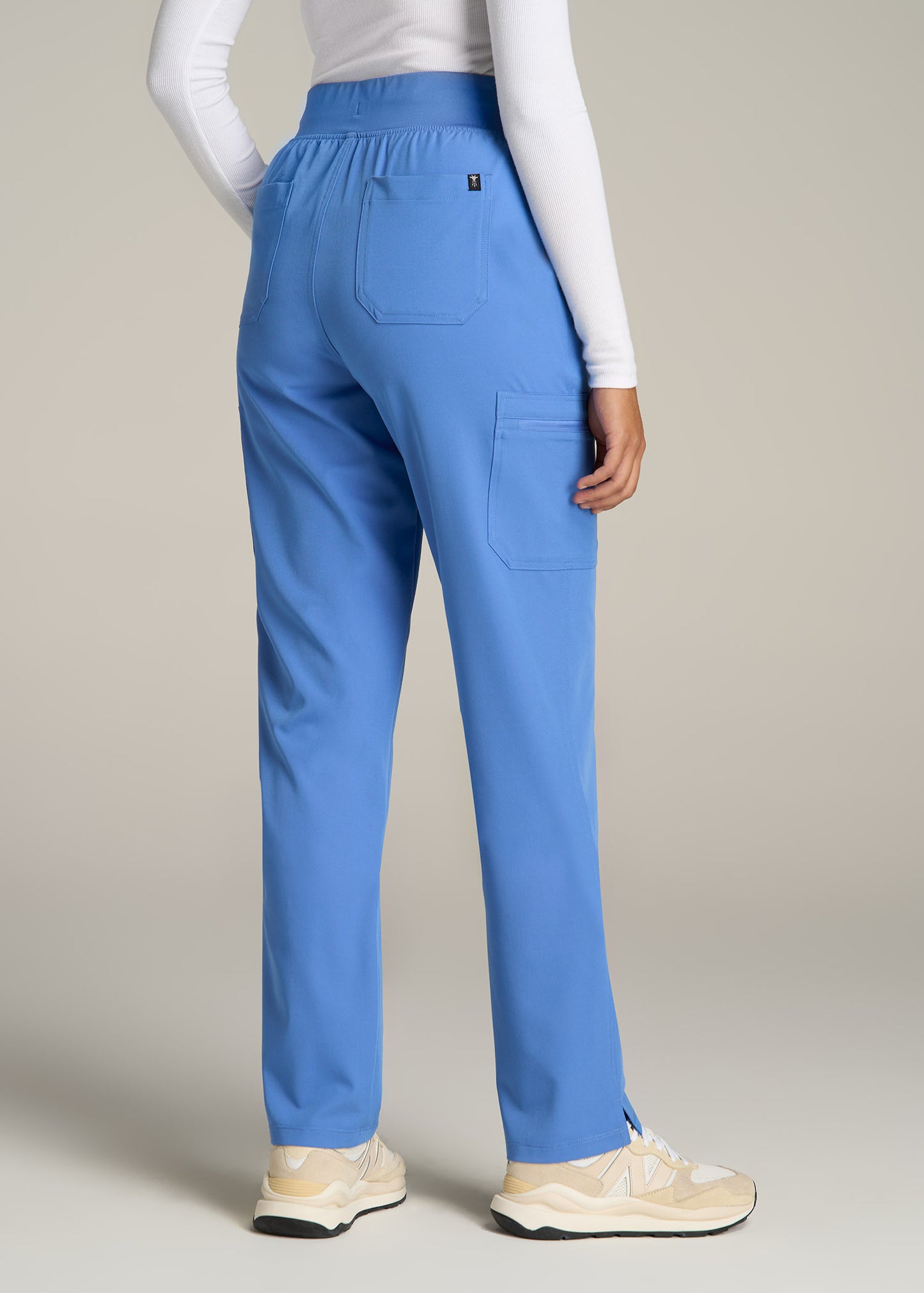 Cargo Scrub Pants for Tall Women in Deep Sky Blue