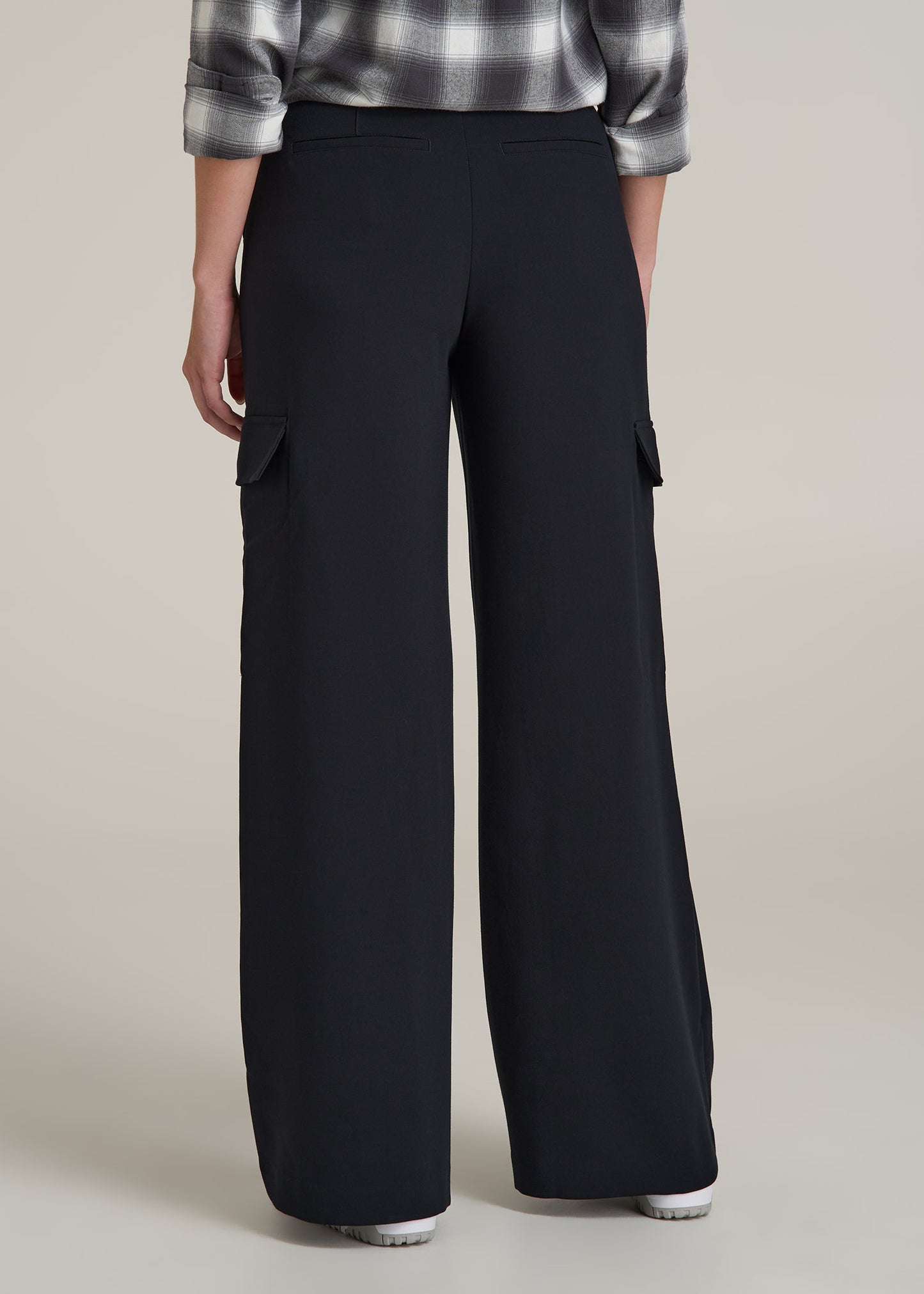 Cargo Wide Leg Dress Pants for Tall Women in Black