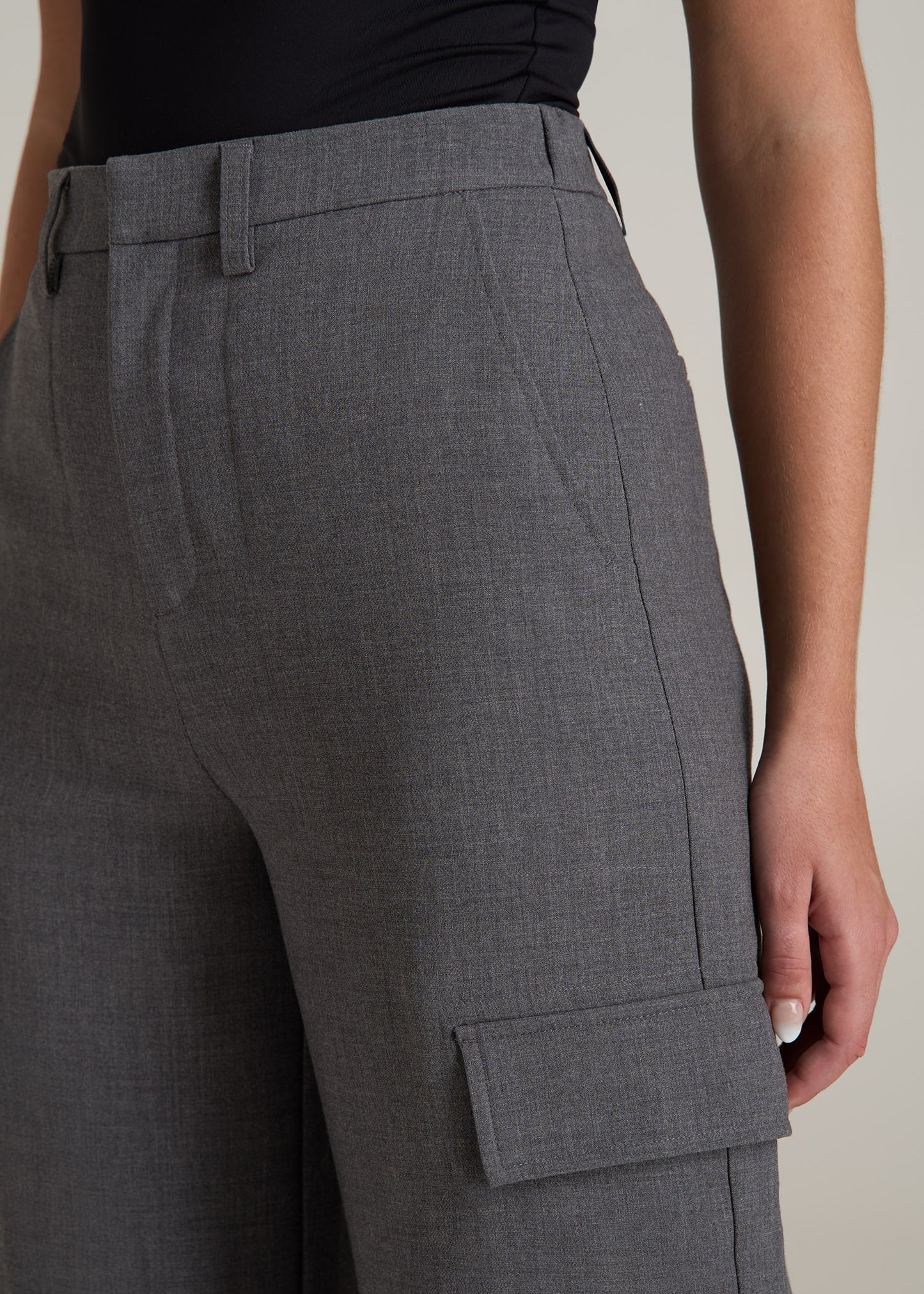 Cargo Wide Leg Dress Pants for Tall Women in Graphic Charcoal