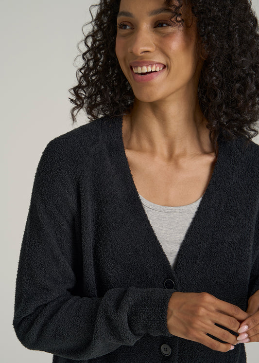 Chenille Cardigan for Tall Women in Black