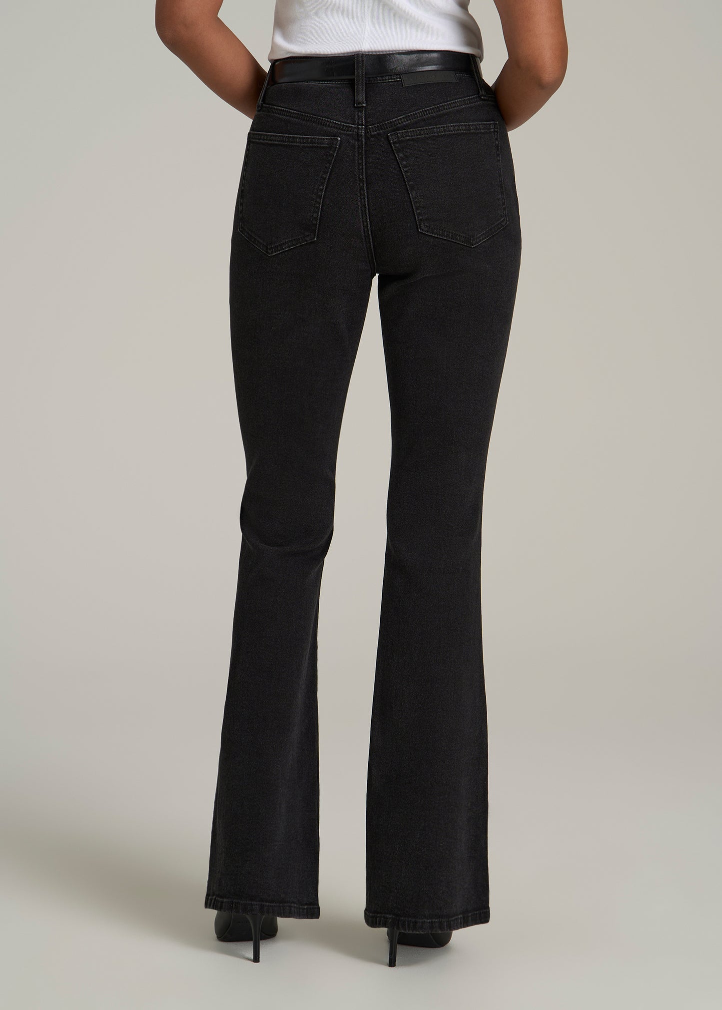 Chloe High Rise Flare Jeans for Tall Women in Onyx Black Wash