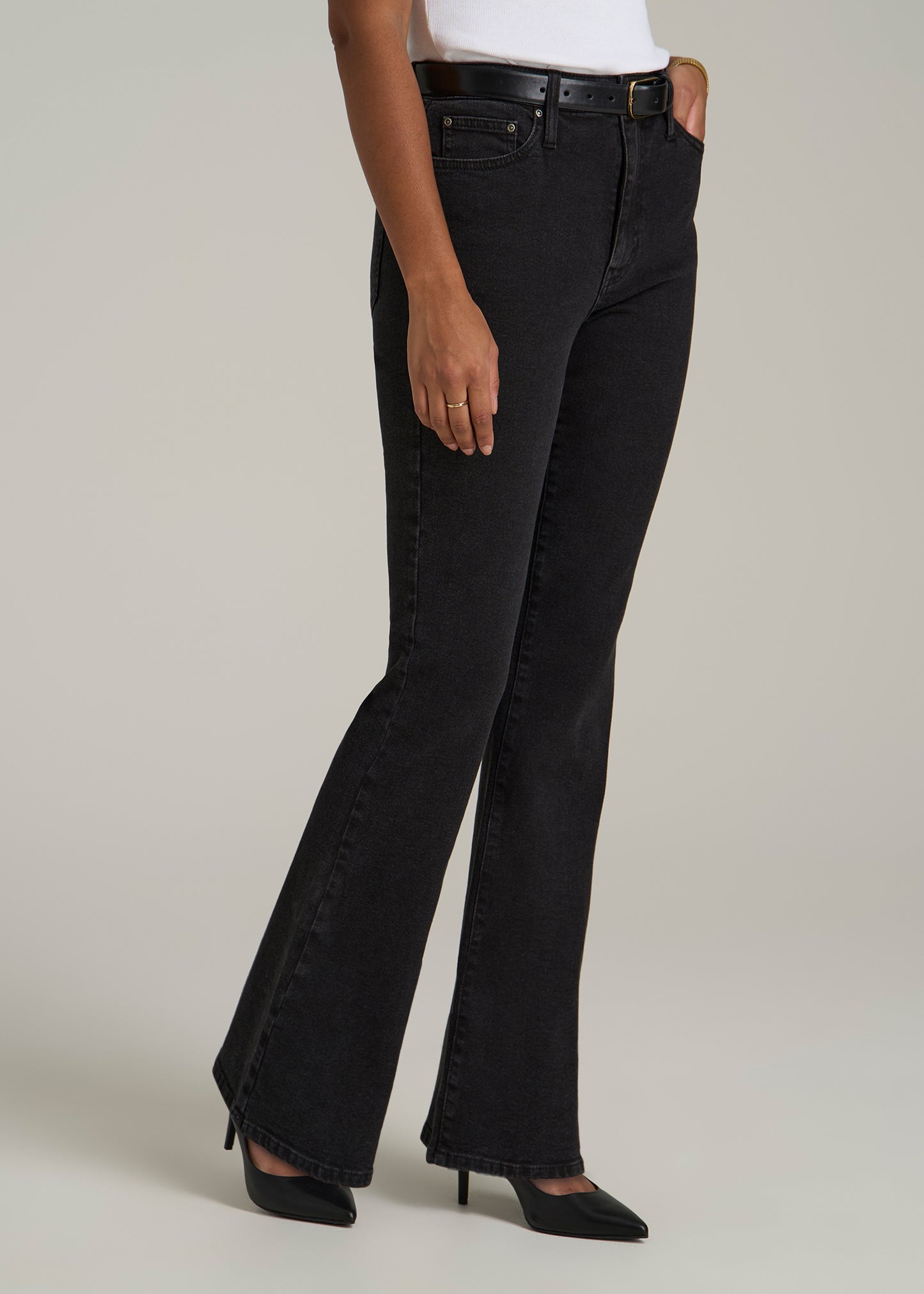 Chloe High Rise Flare Jeans for Tall Women in Onyx Black Wash