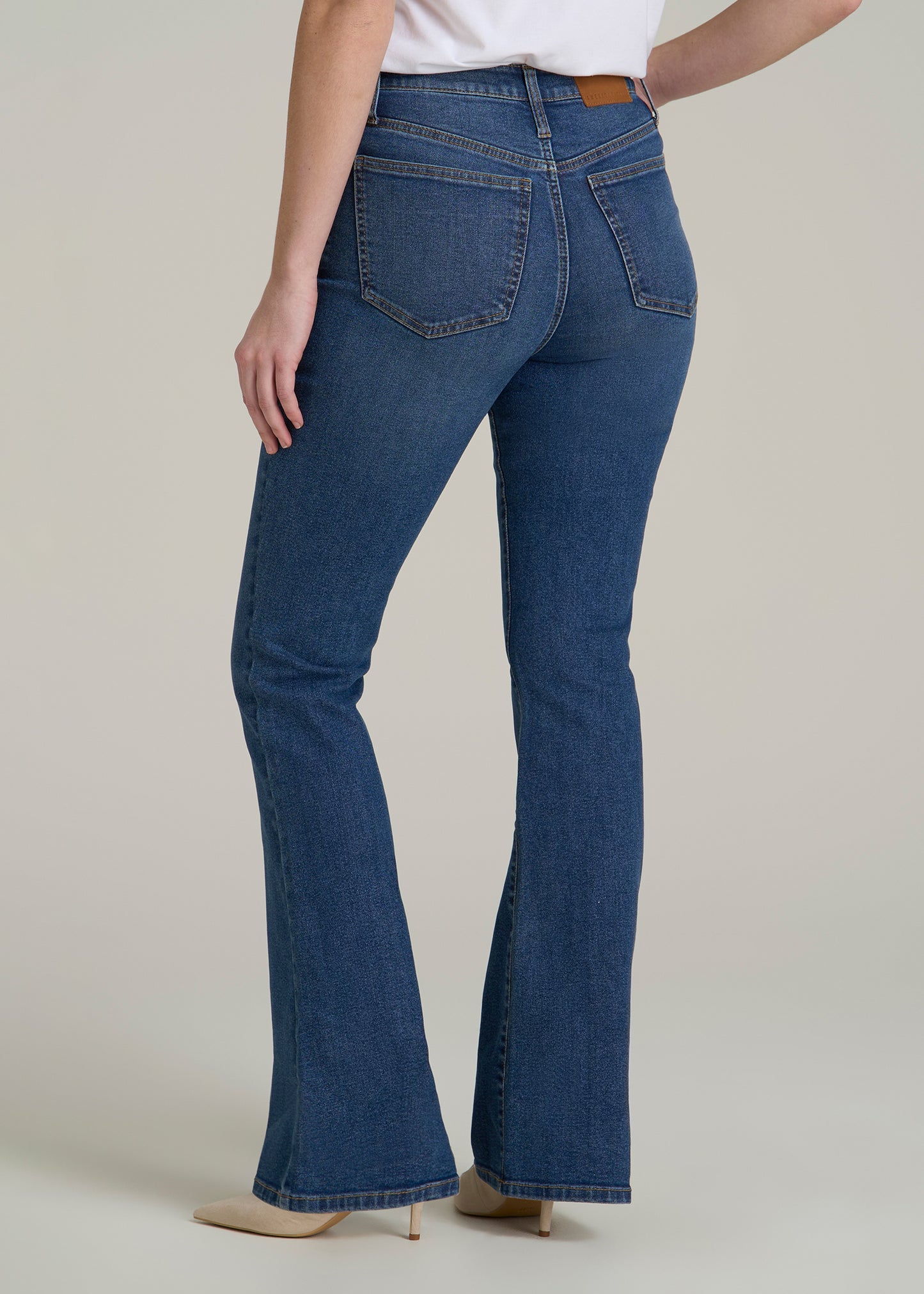 Chloe High Rise Flare Jeans for Tall Women in Stellar Blue Wash