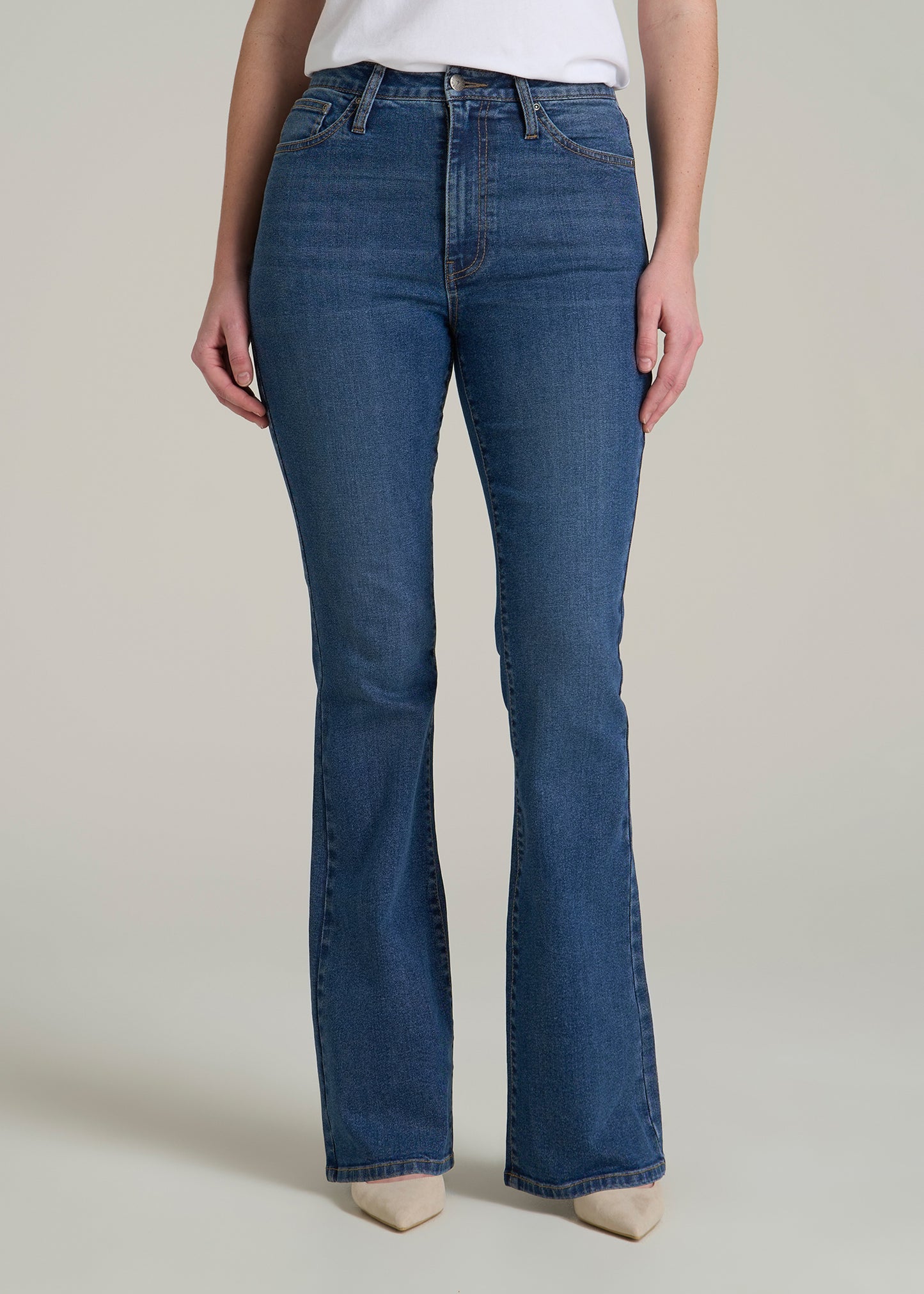 Chloe High Rise Flare Jeans for Tall Women in Stellar Blue Wash