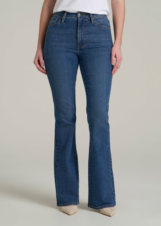 Chloe High Rise Flare Jeans for Tall Women in Stellar Blue Wash