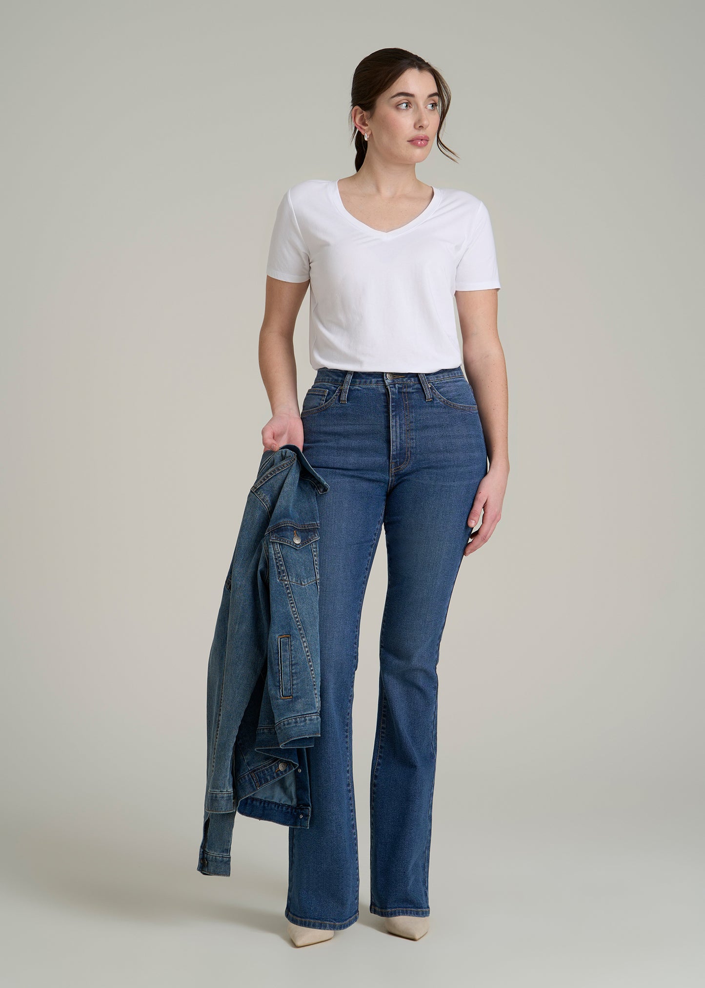 Chloe High Rise Flare Jeans for Tall Women in Stellar Blue Wash