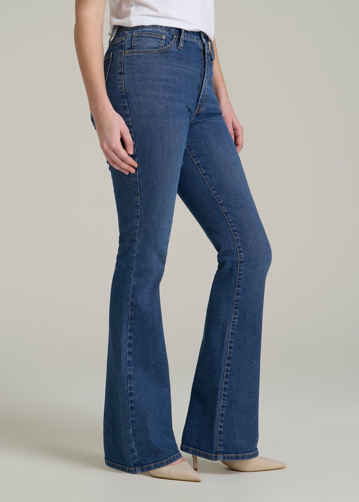 Chloe High Rise Flare Jeans for Tall Women in Stellar Blue Wash