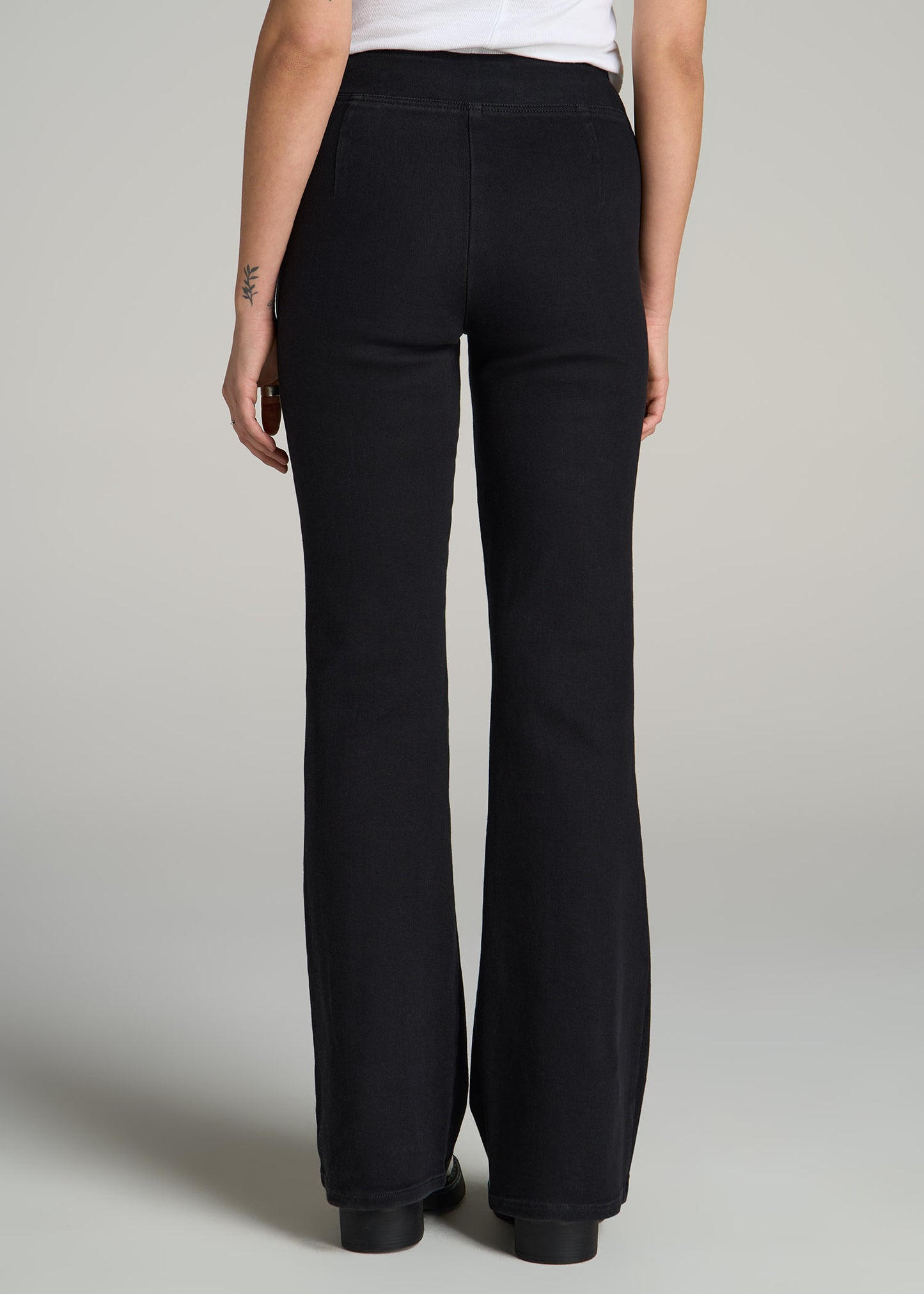 Chloe Pull-on Flare Jeans for Tall Women in Washed Black