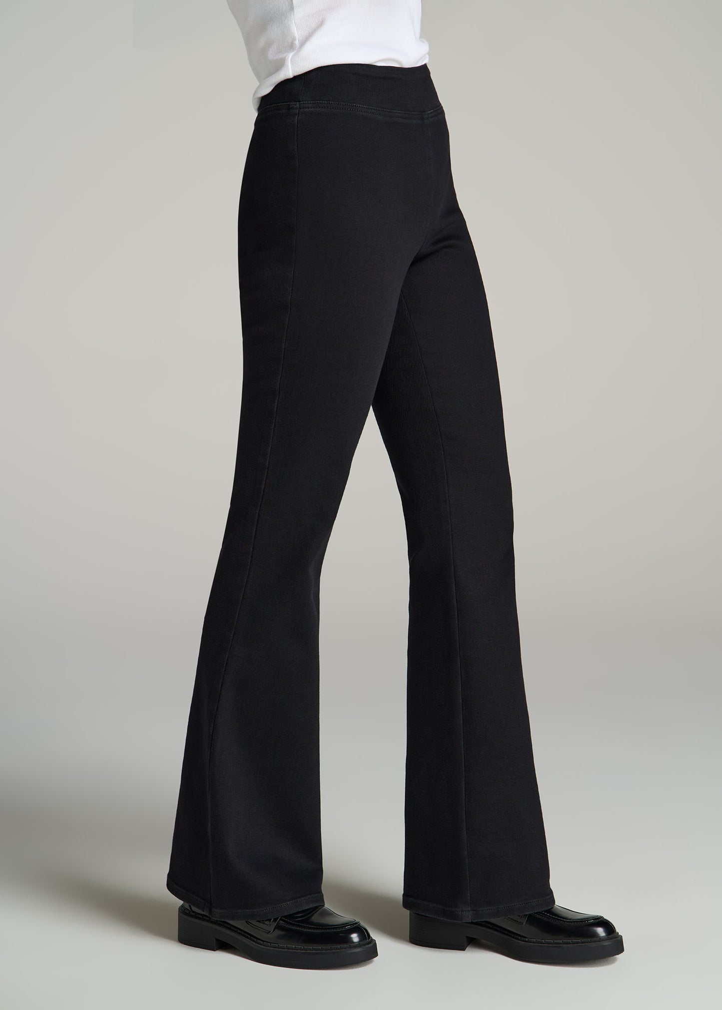 Chloe Pull-on Flare Jeans for Tall Women in Washed Black