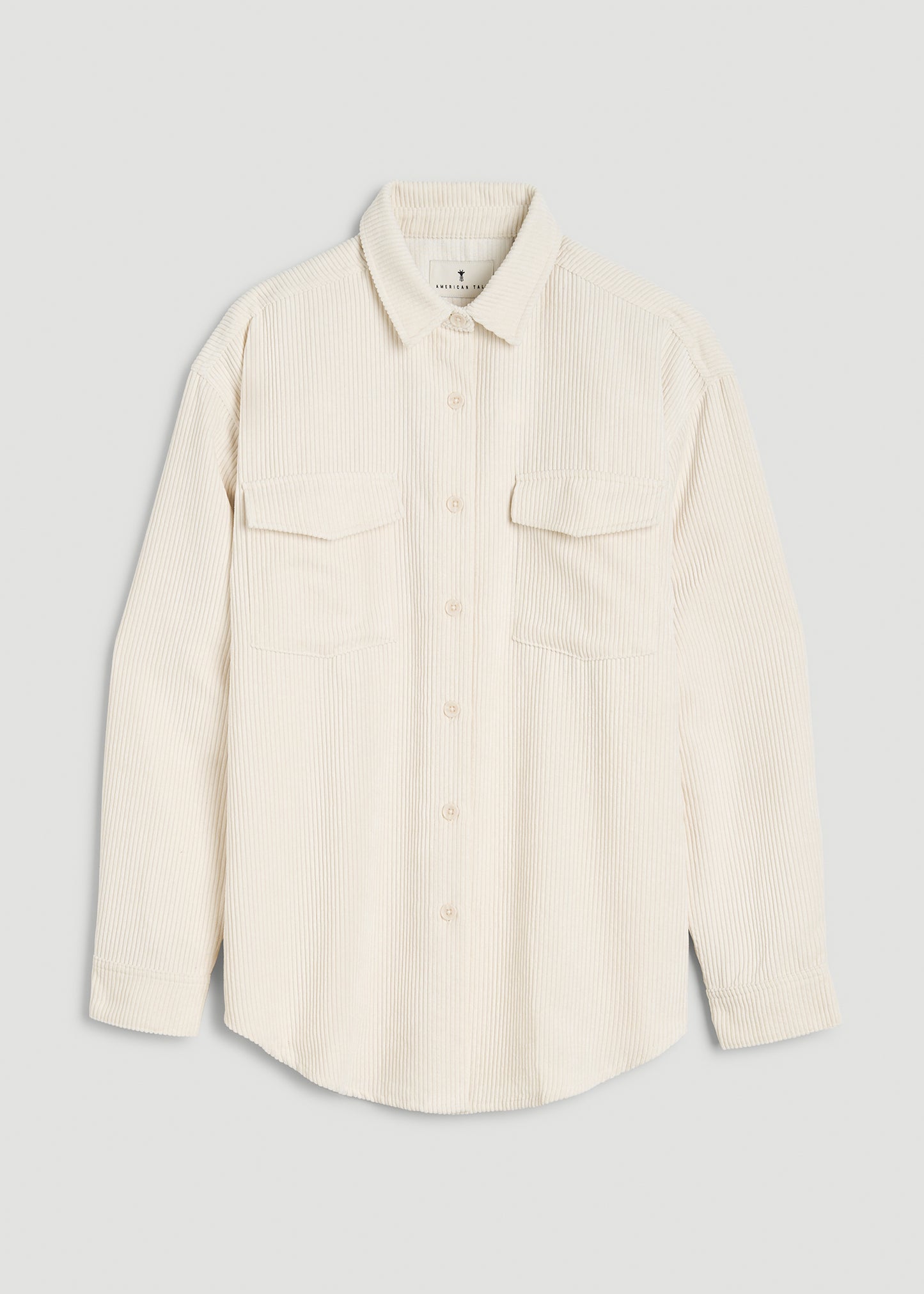 Corduroy Button Shirt for Tall Women in White Alyssum