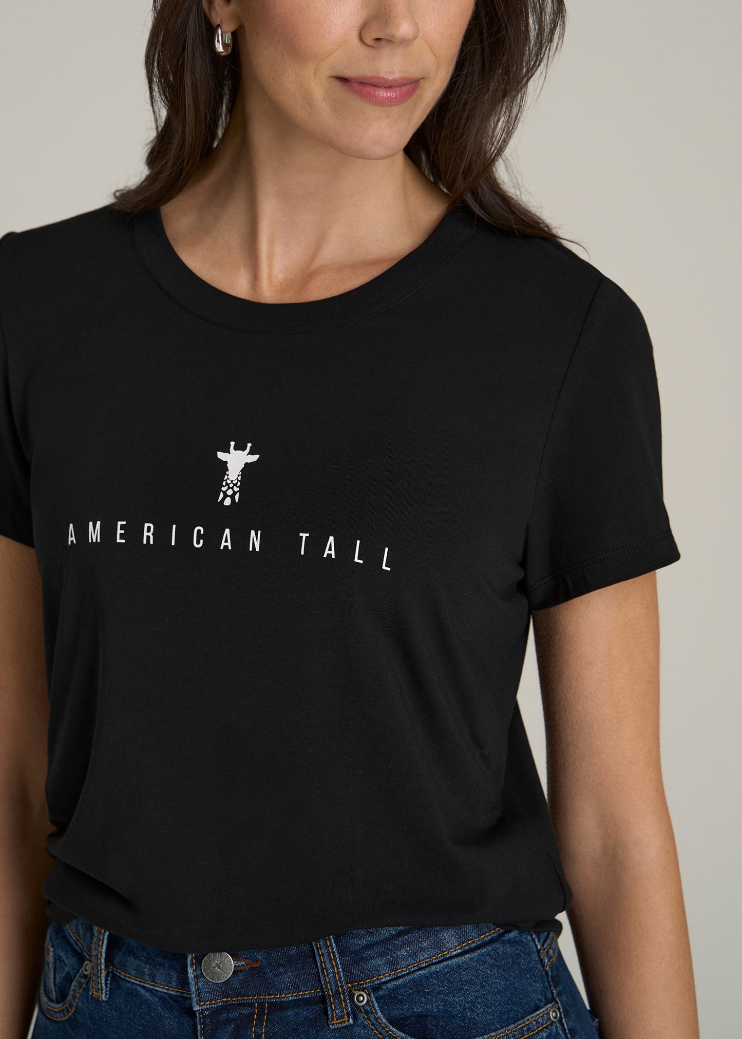 Logo Tee for Tall Women in Black