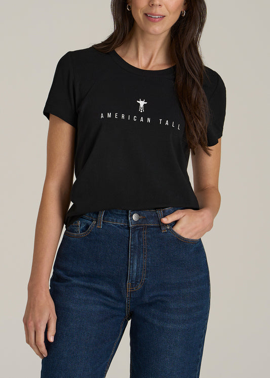 Logo Tee for Tall Women in Black