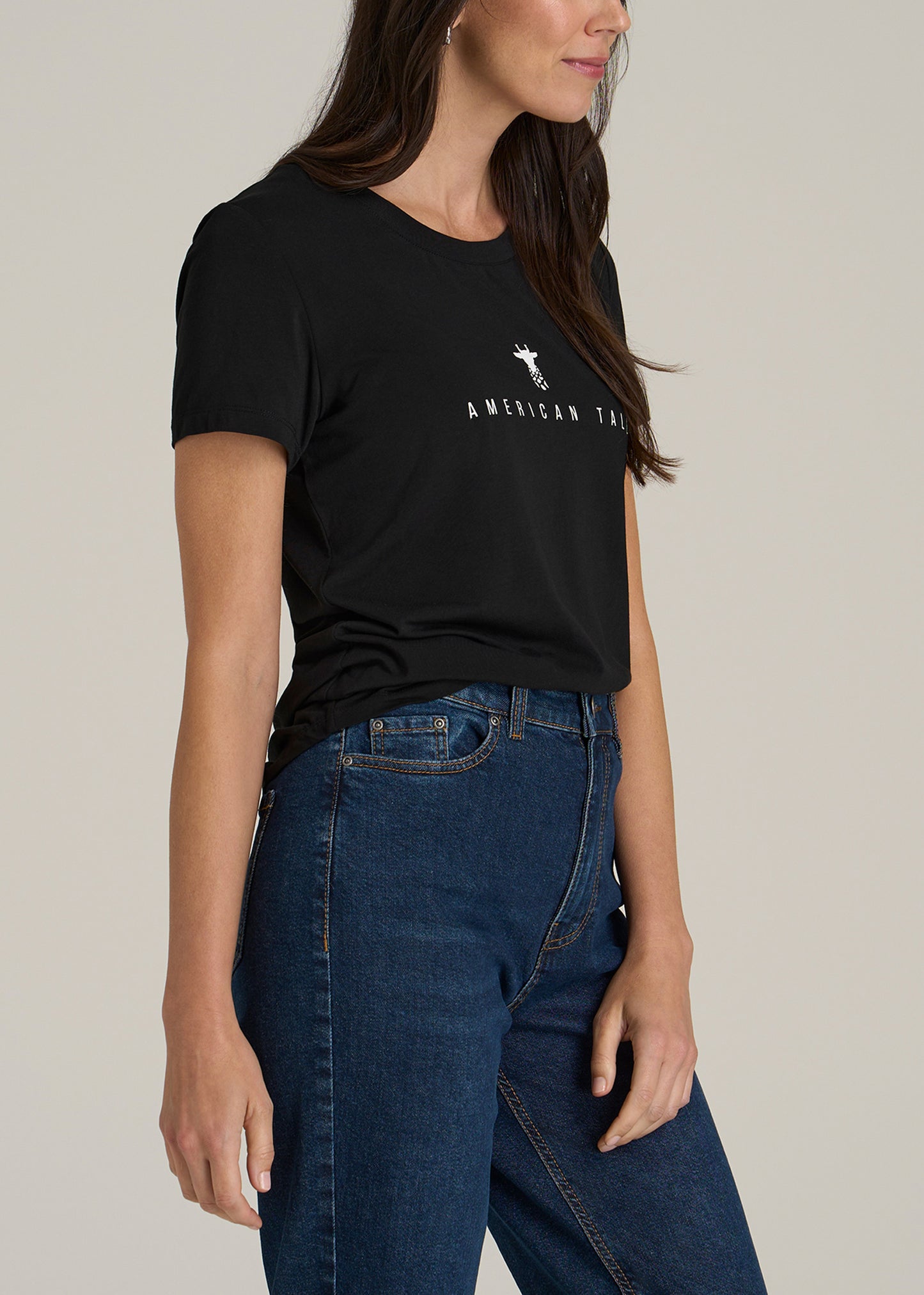 Logo Tee for Tall Women in Black