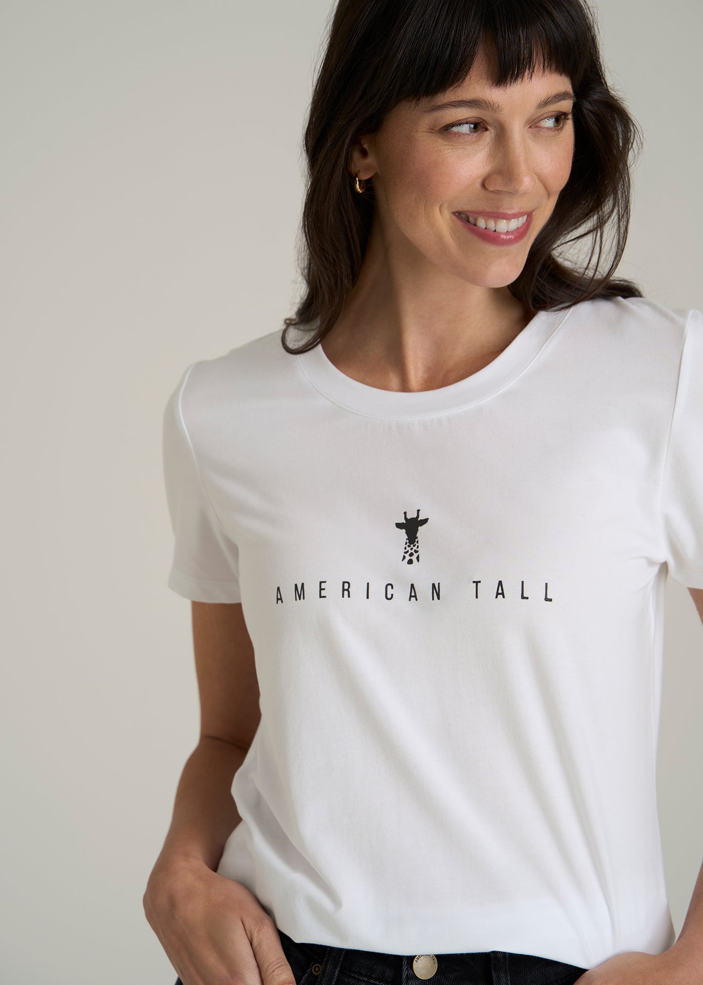 Logo Tee for Tall Women in White