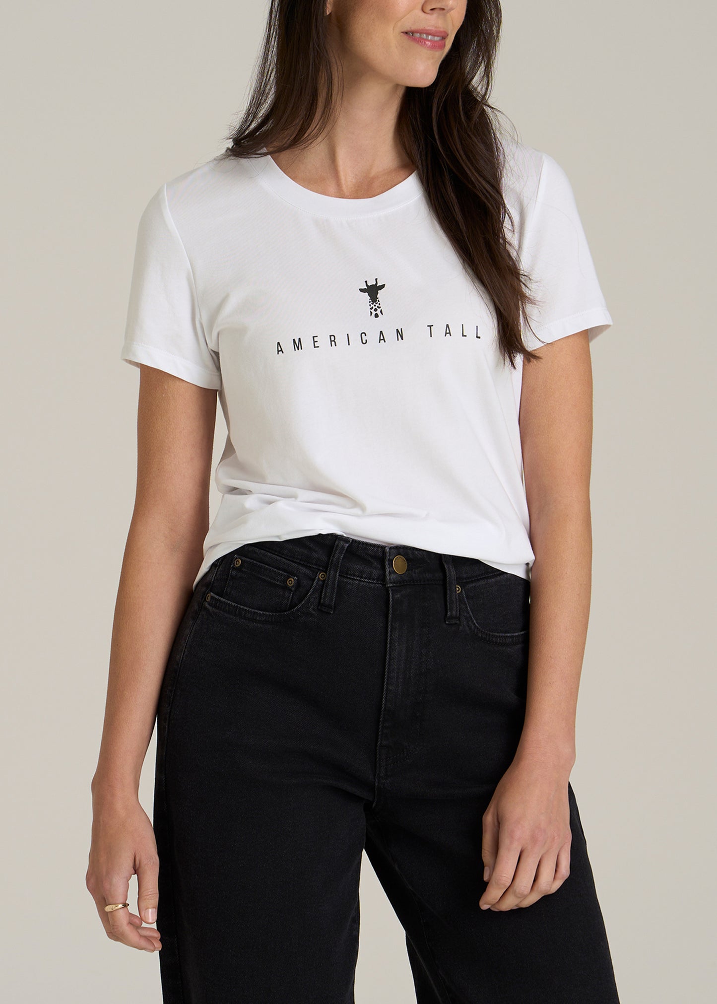 Logo Tee for Tall Women in White