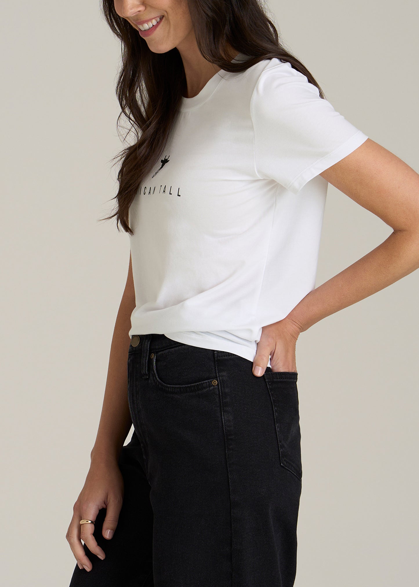 Logo Tee for Tall Women in White