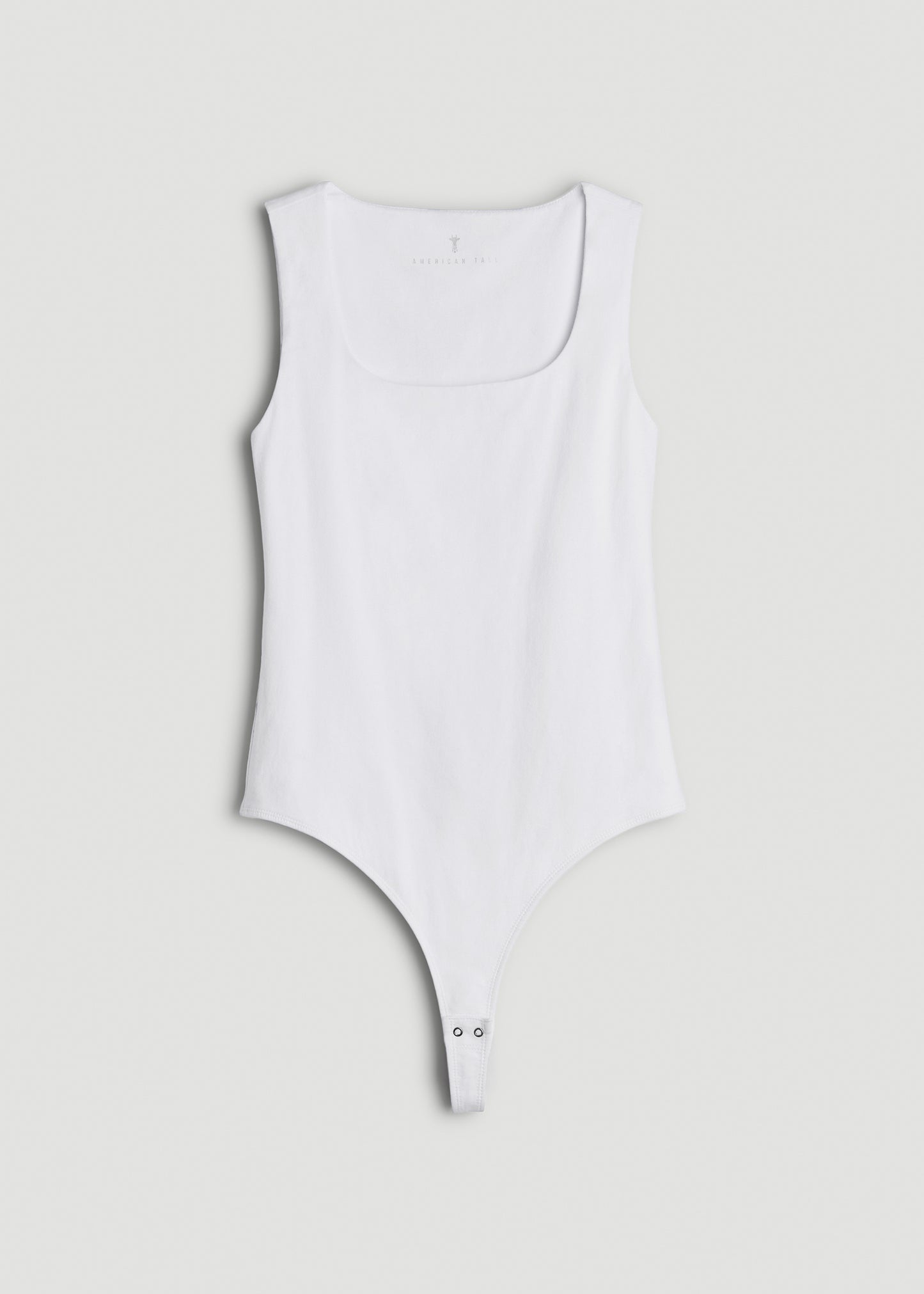 Cotton Blend Squareneck Bodysuit for Tall Women in White