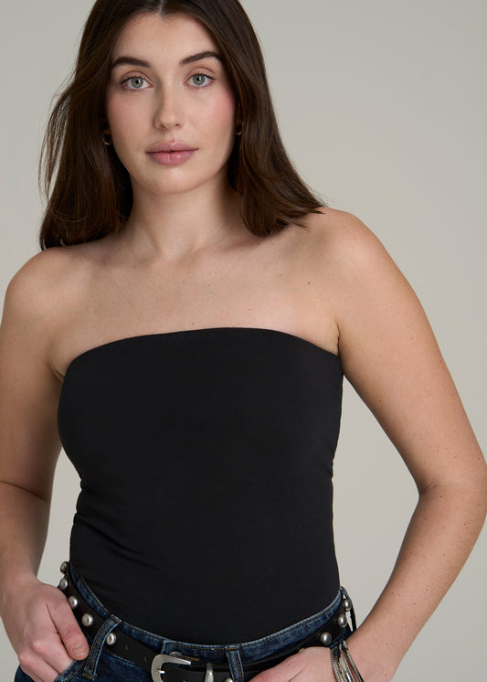 Cotton Tube Top for Tall Women in Black