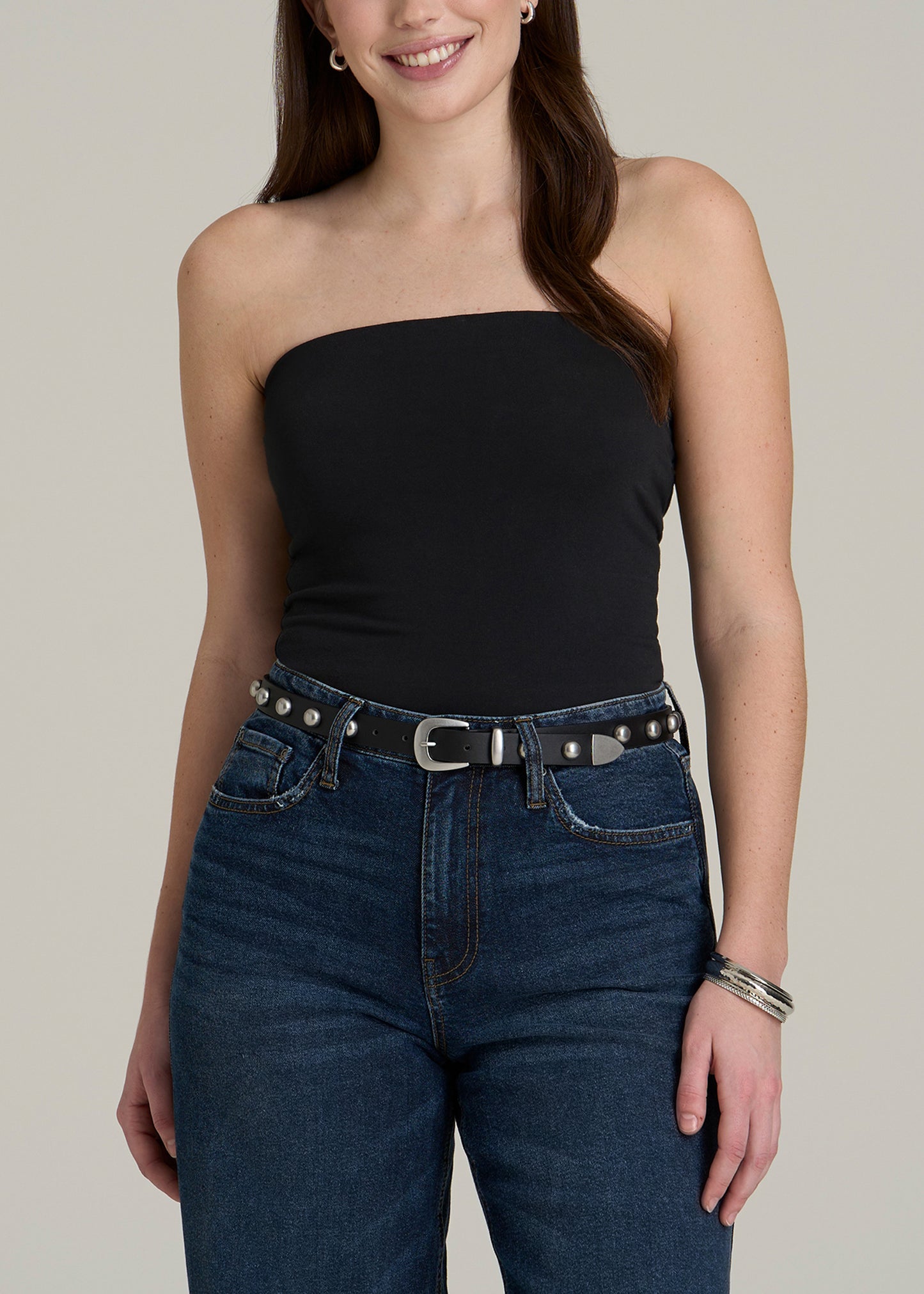 Cotton Tube Top for Tall Women in Black