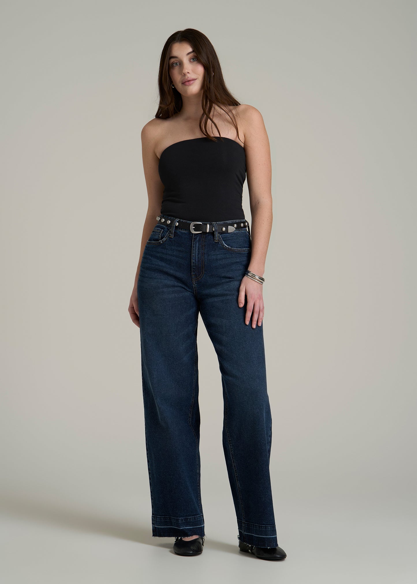 Cotton Tube Top for Tall Women in Black