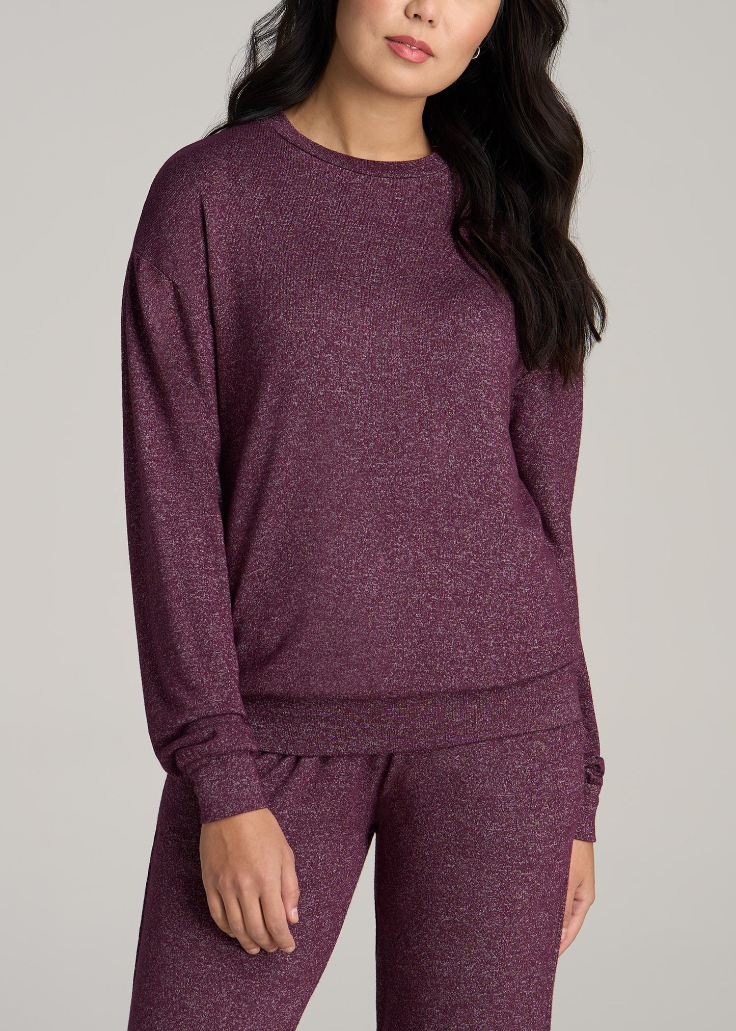 Cozy Lounge Crewneck in Beetroot Mix - Tall Women's Shirts